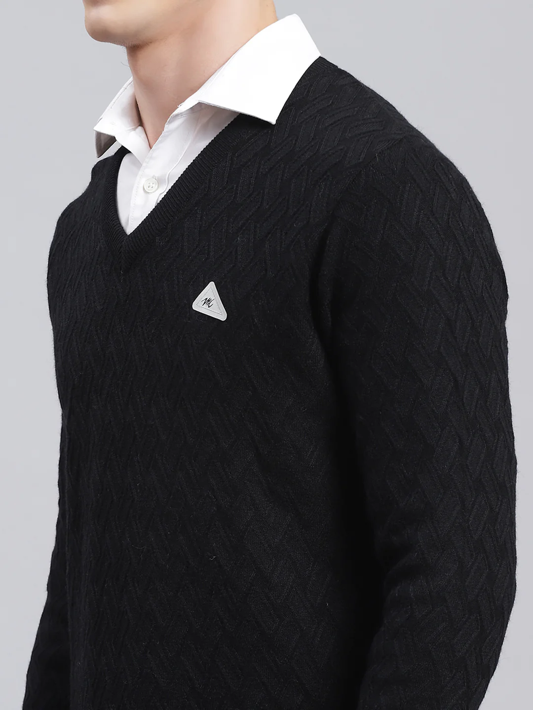 Men Black Self Design Wool blend Pullover - Image 6