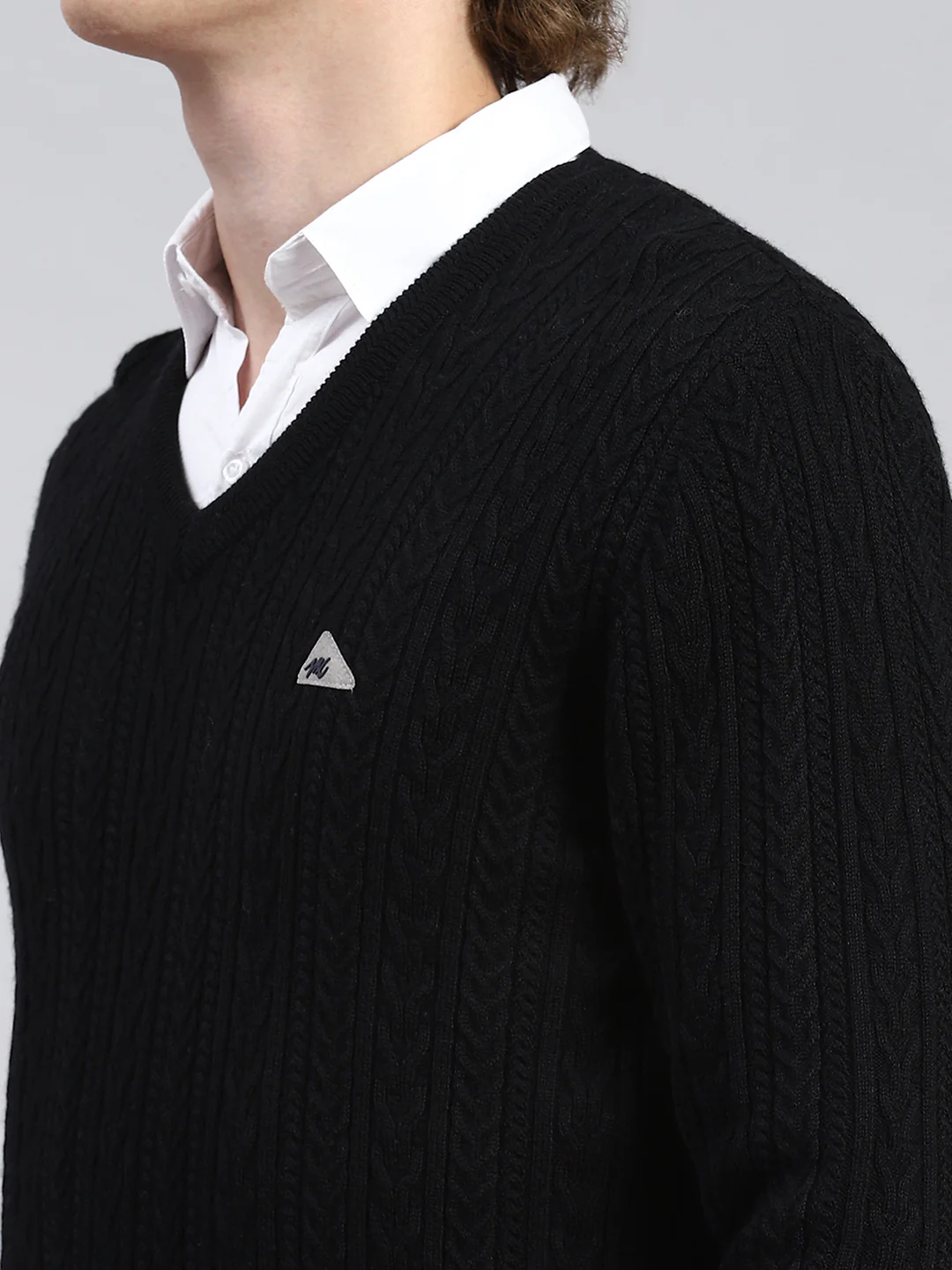 Men Black Self Pullover - Image 6