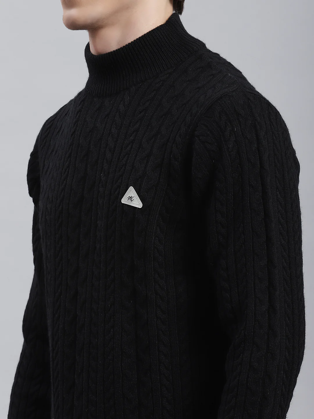 Men Black Self Pullover - Image 6