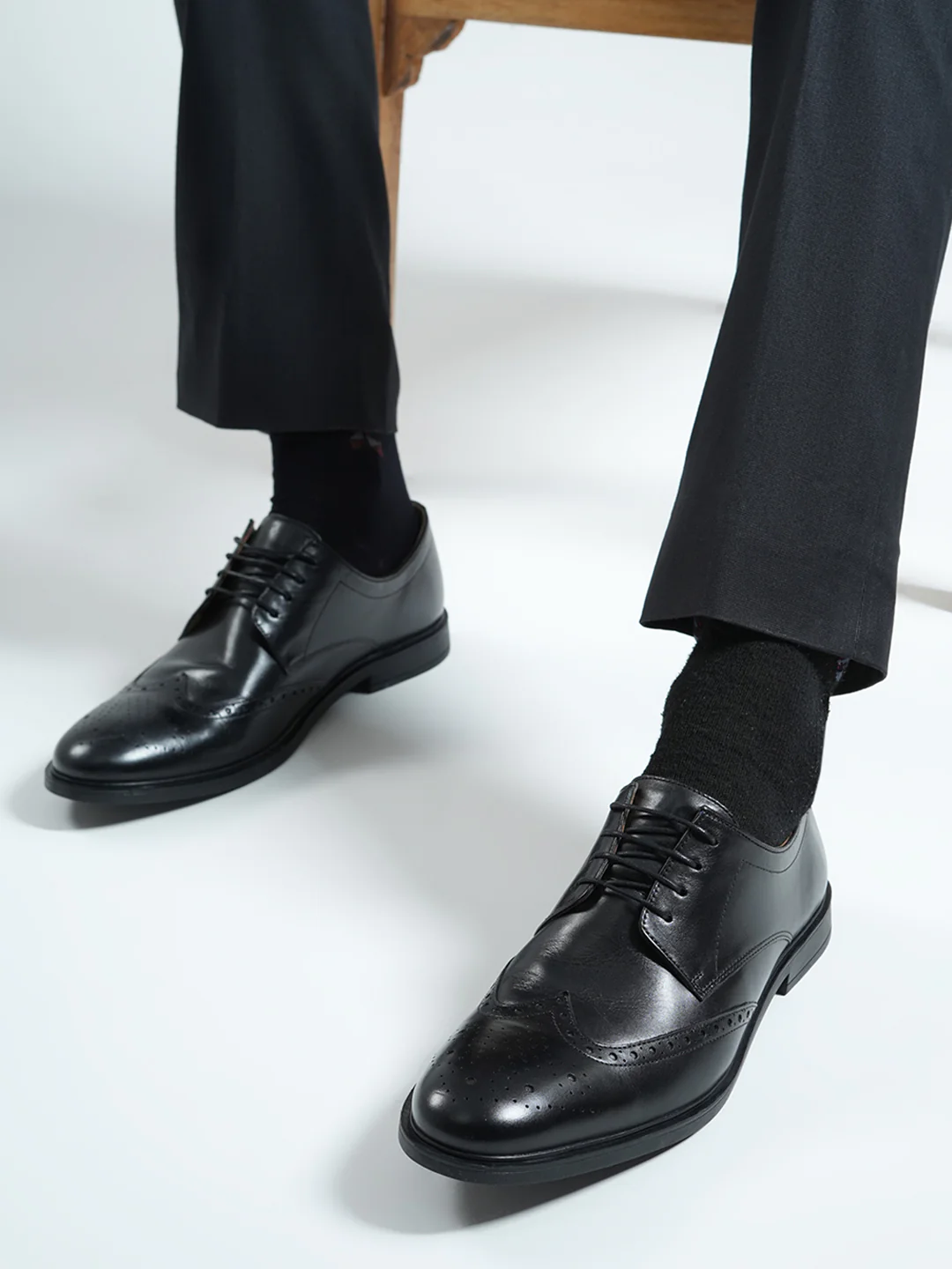 Monte Carlo Black Formal Brogue Lace Up Shoes for Men - Image 10