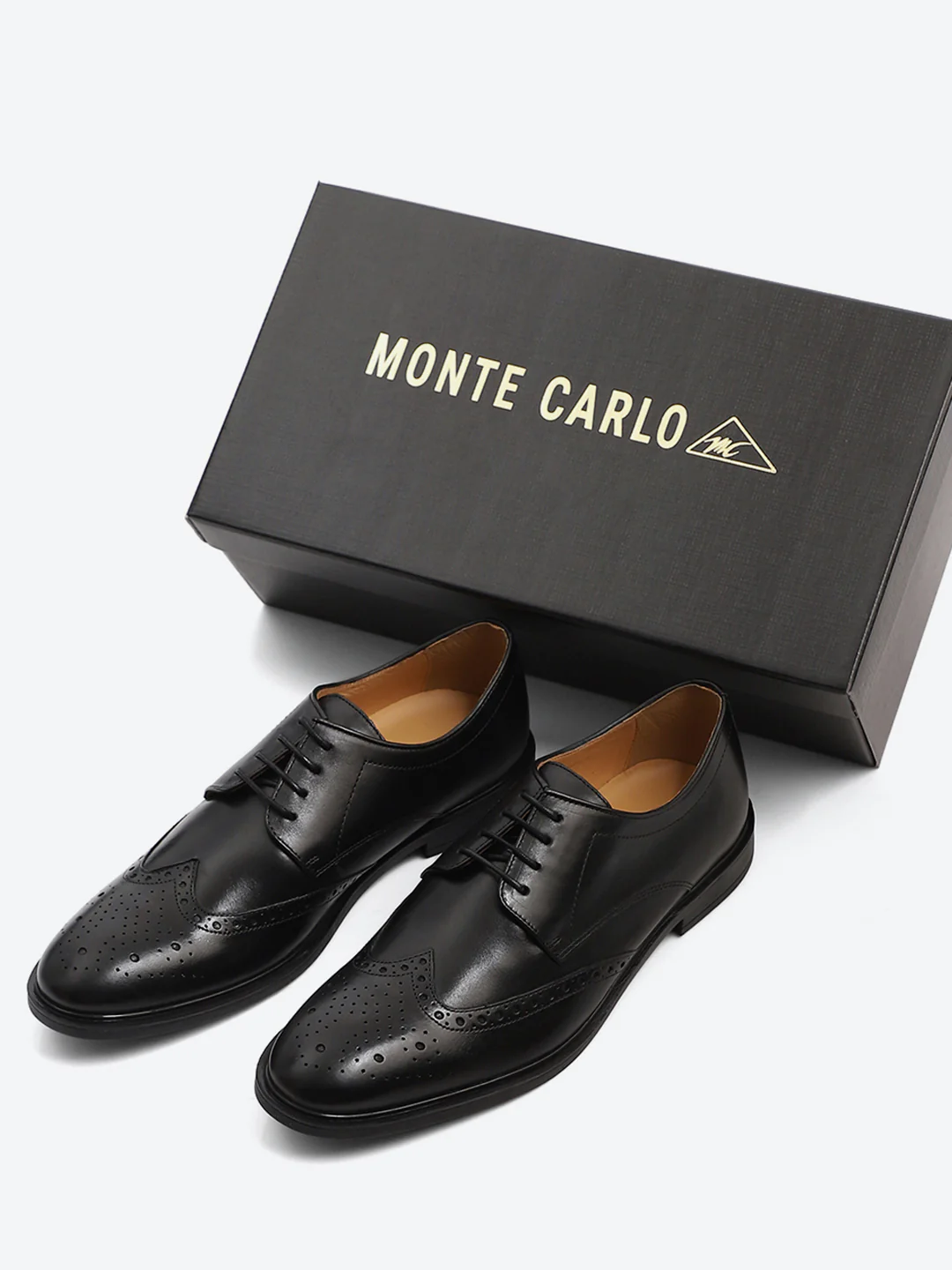 Monte Carlo Black Formal Brogue Lace Up Shoes for Men - Image 2