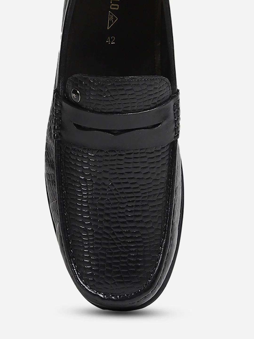 Men Black Slip-On Genuine Leather Loafer - Image 10