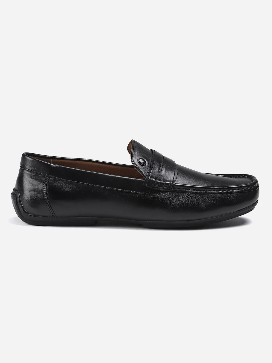 Men Black Slip on Genuine Leather Loafers - Image 4