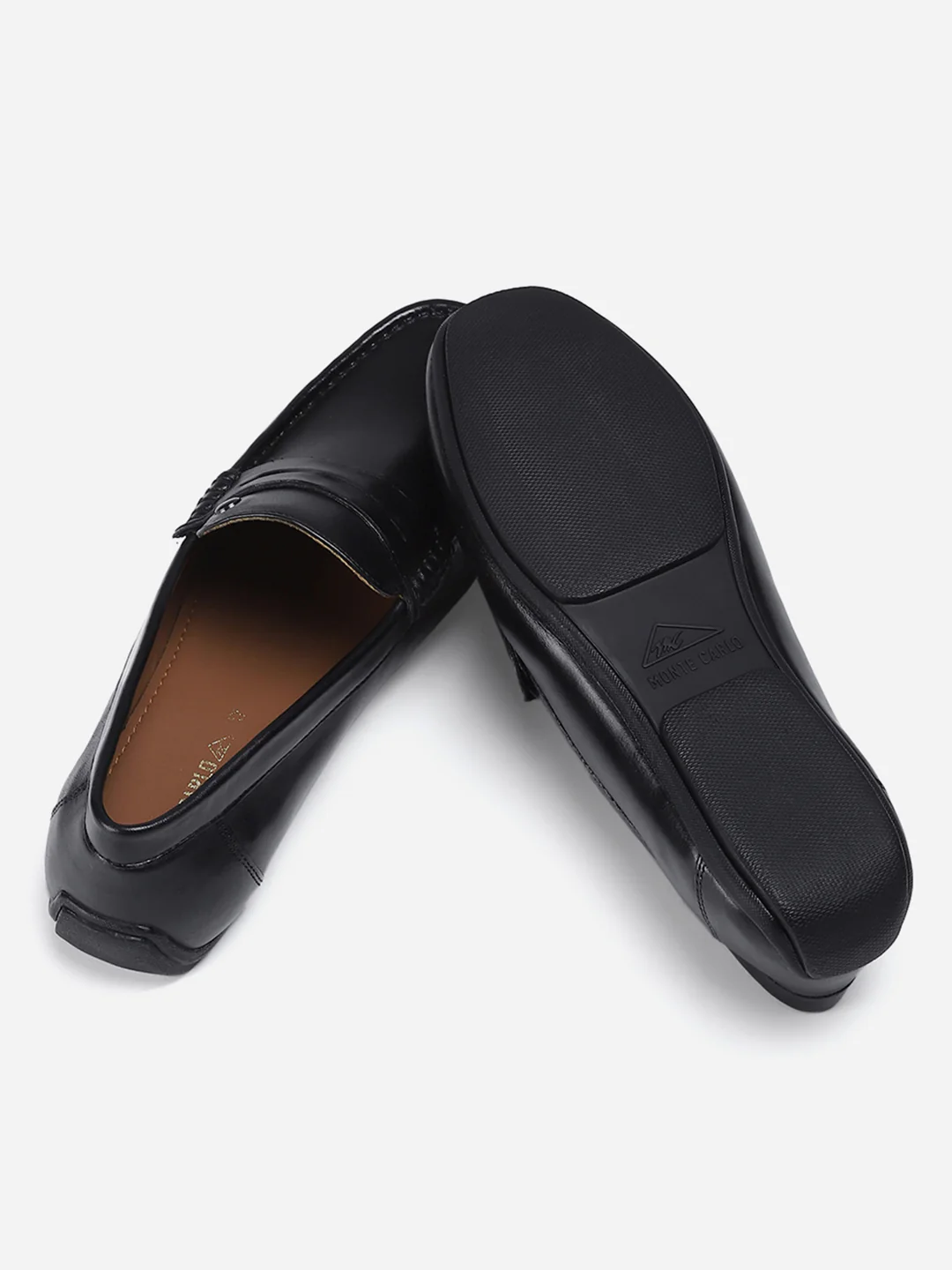 Men Black Slip on Genuine Leather Loafers - Image 6