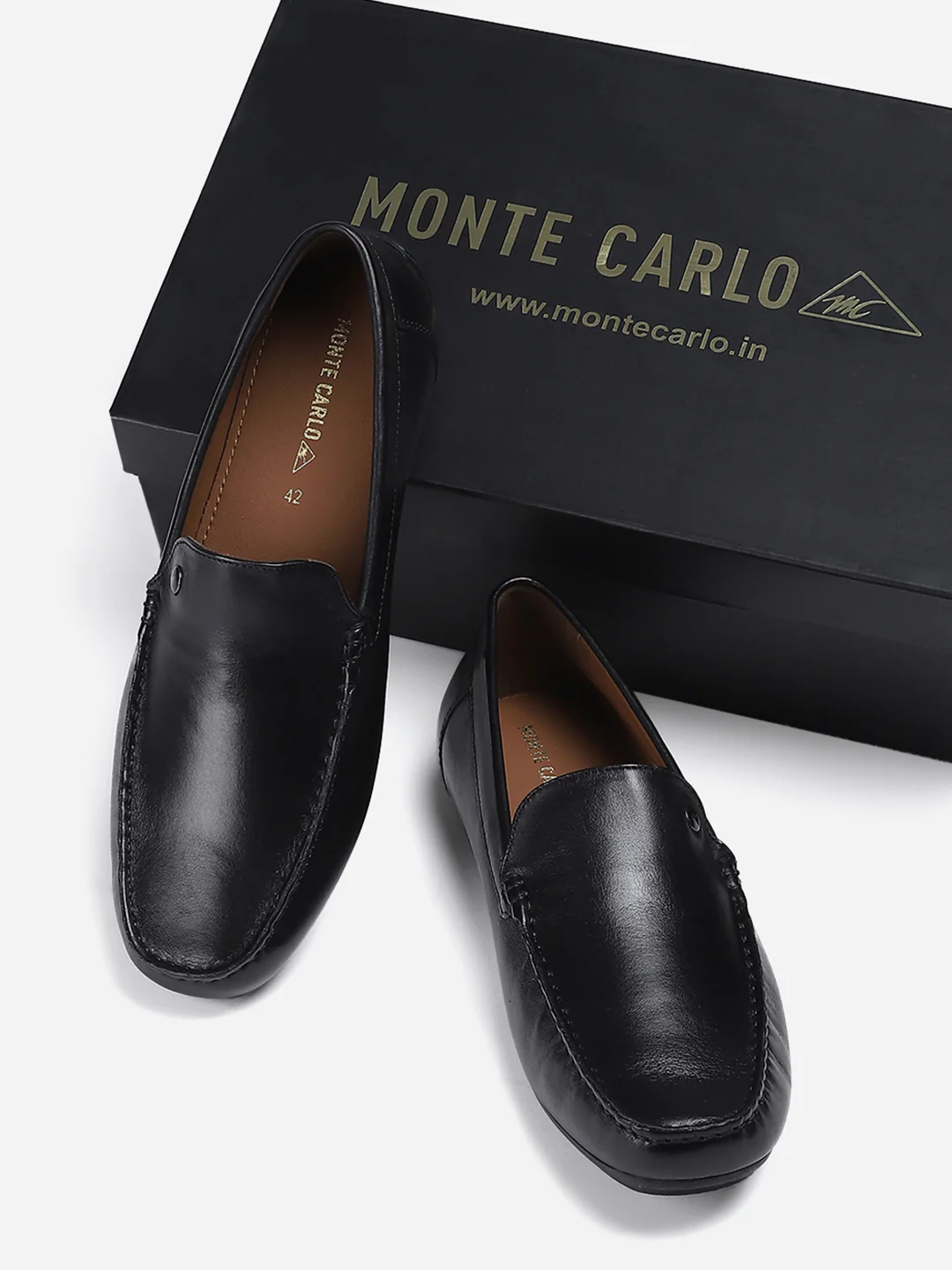 Men Black Slip on Genuine Leather Loafers - Image 2