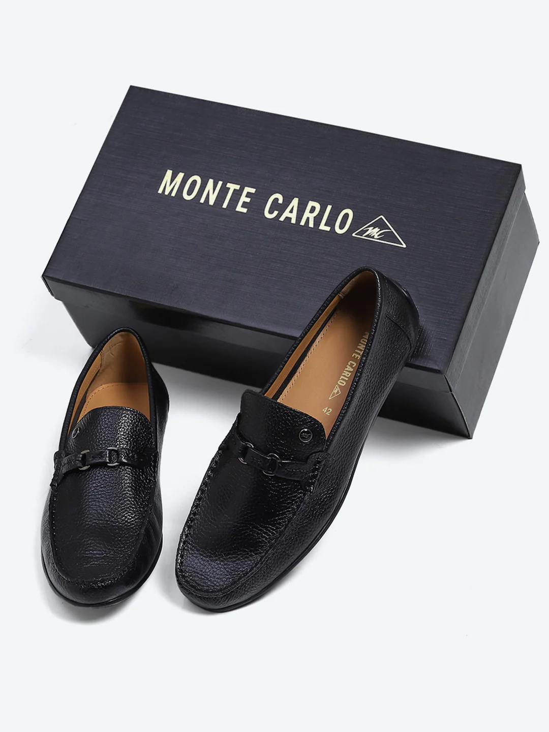Men Black Slip on Genuine Leather Loafers - Image 2