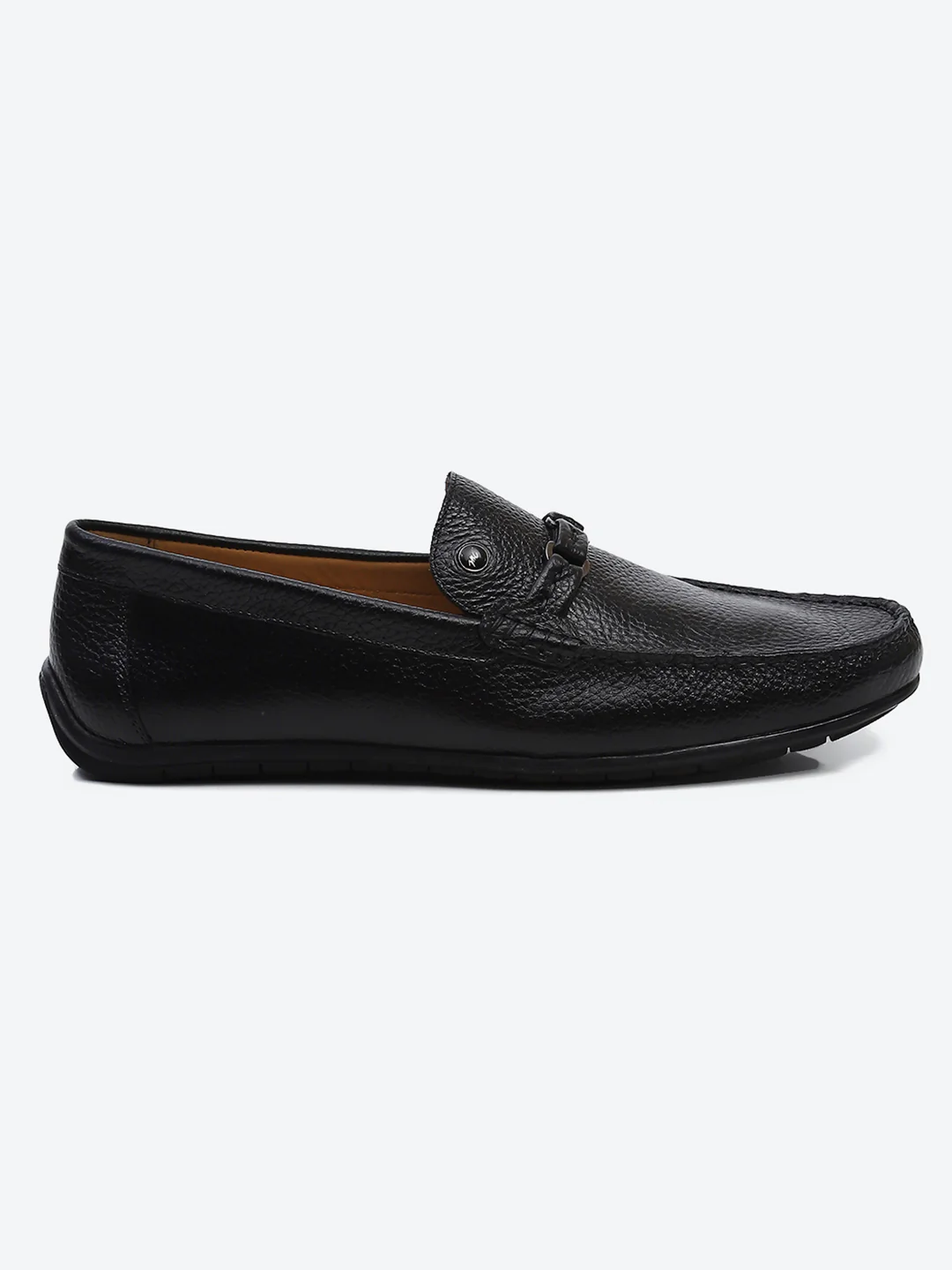 Men Black Slip on Genuine Leather Loafers - Image 5