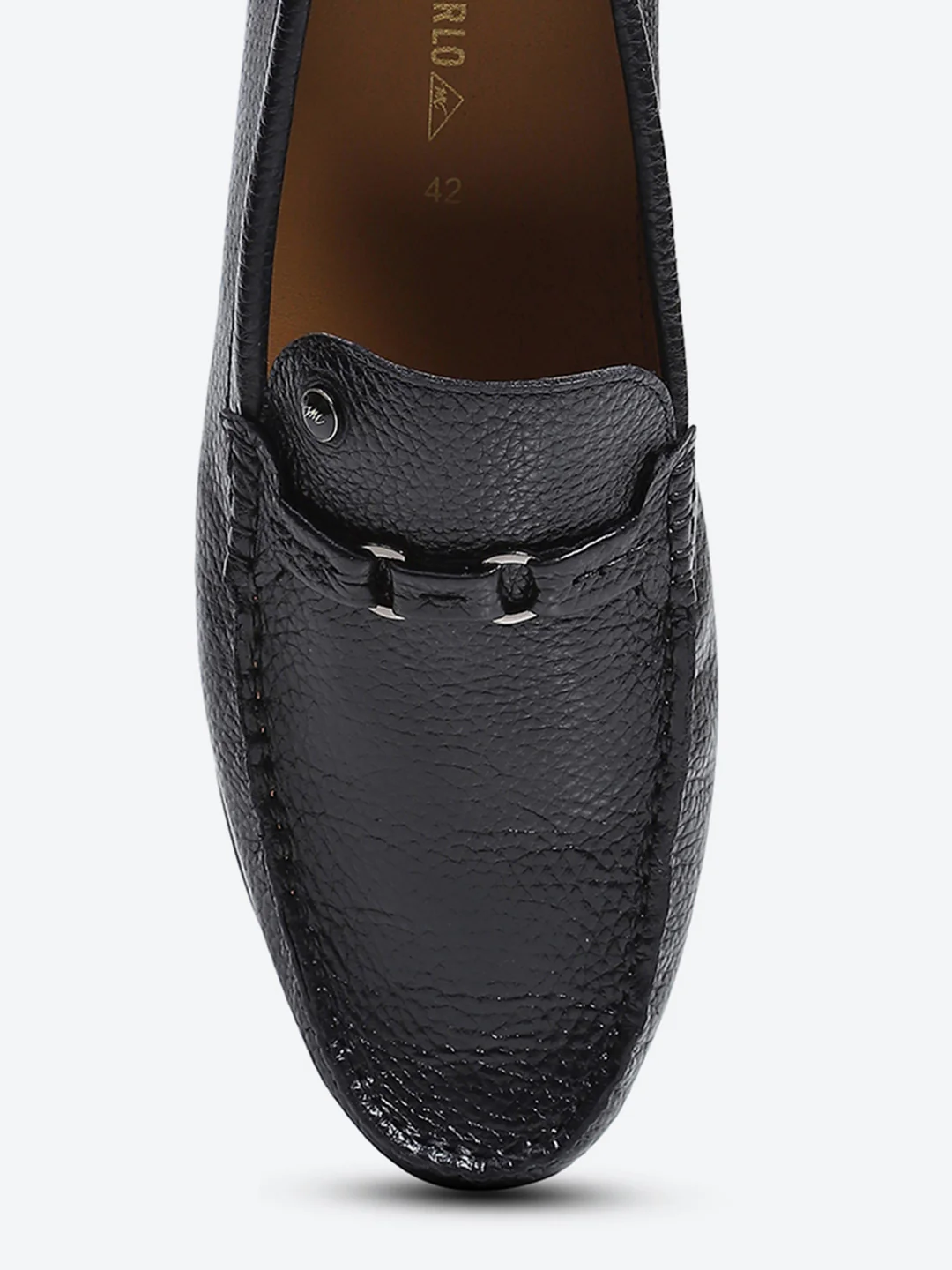 Men Black Slip on Genuine Leather Loafers - Image 9