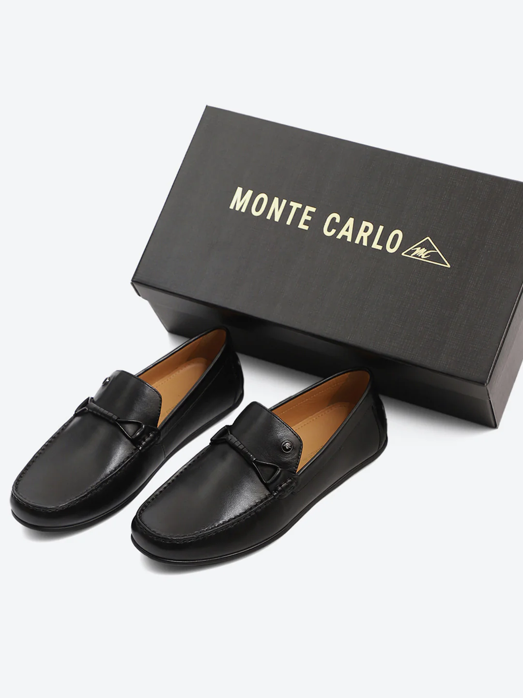 Men Black Slip on Genuine Leather Loafers - Image 2