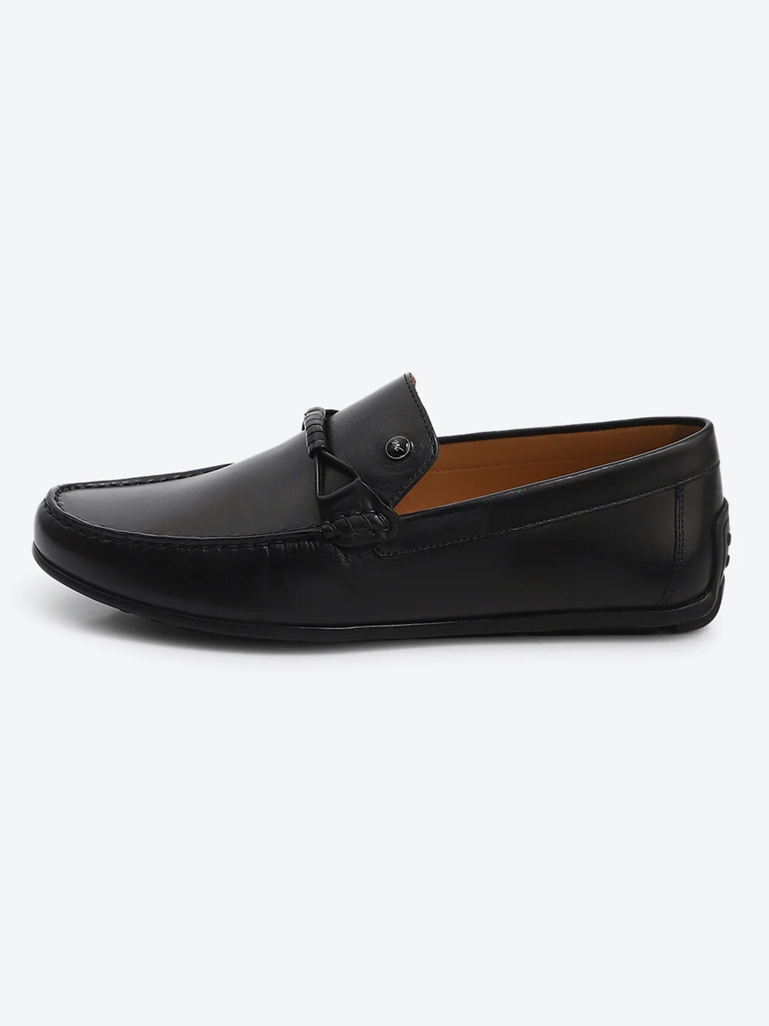 Men Black Slip on Genuine Leather Loafers - Image 4
