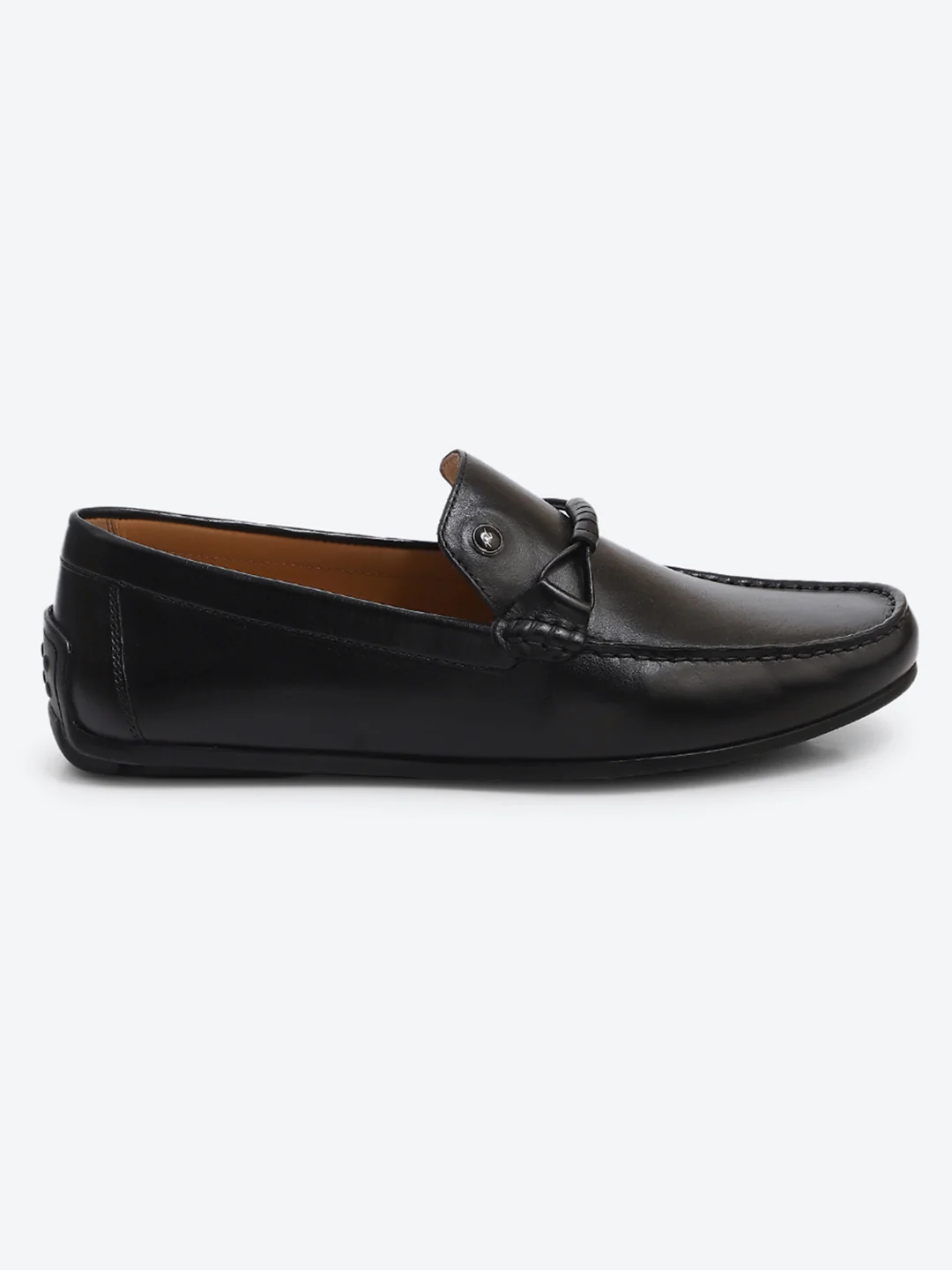 Men Black Slip on Genuine Leather Loafers - Image 5