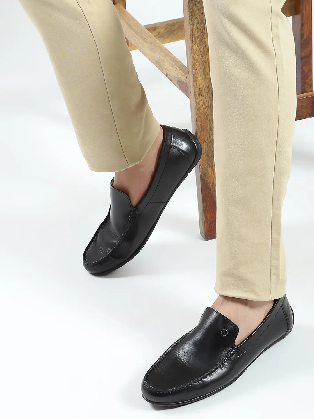 Monte Carlo Black Casual Slip on Leather Loafers for Men - Image 3