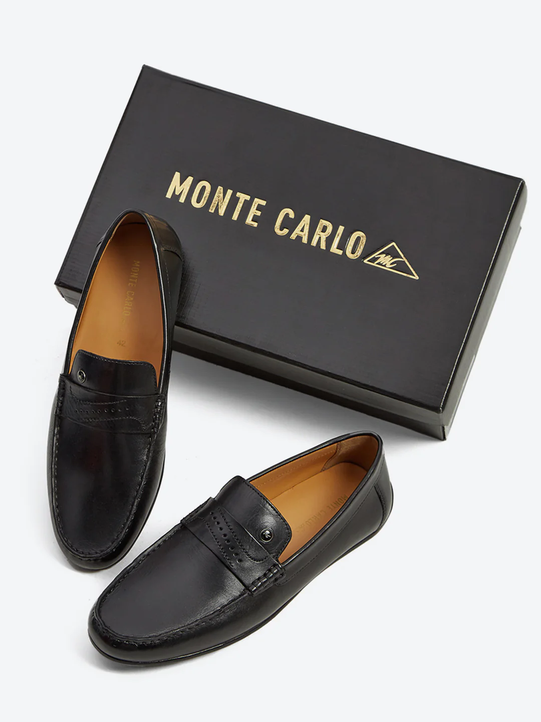 Men Black Slip on Genuine Leather Loafers - Image 2