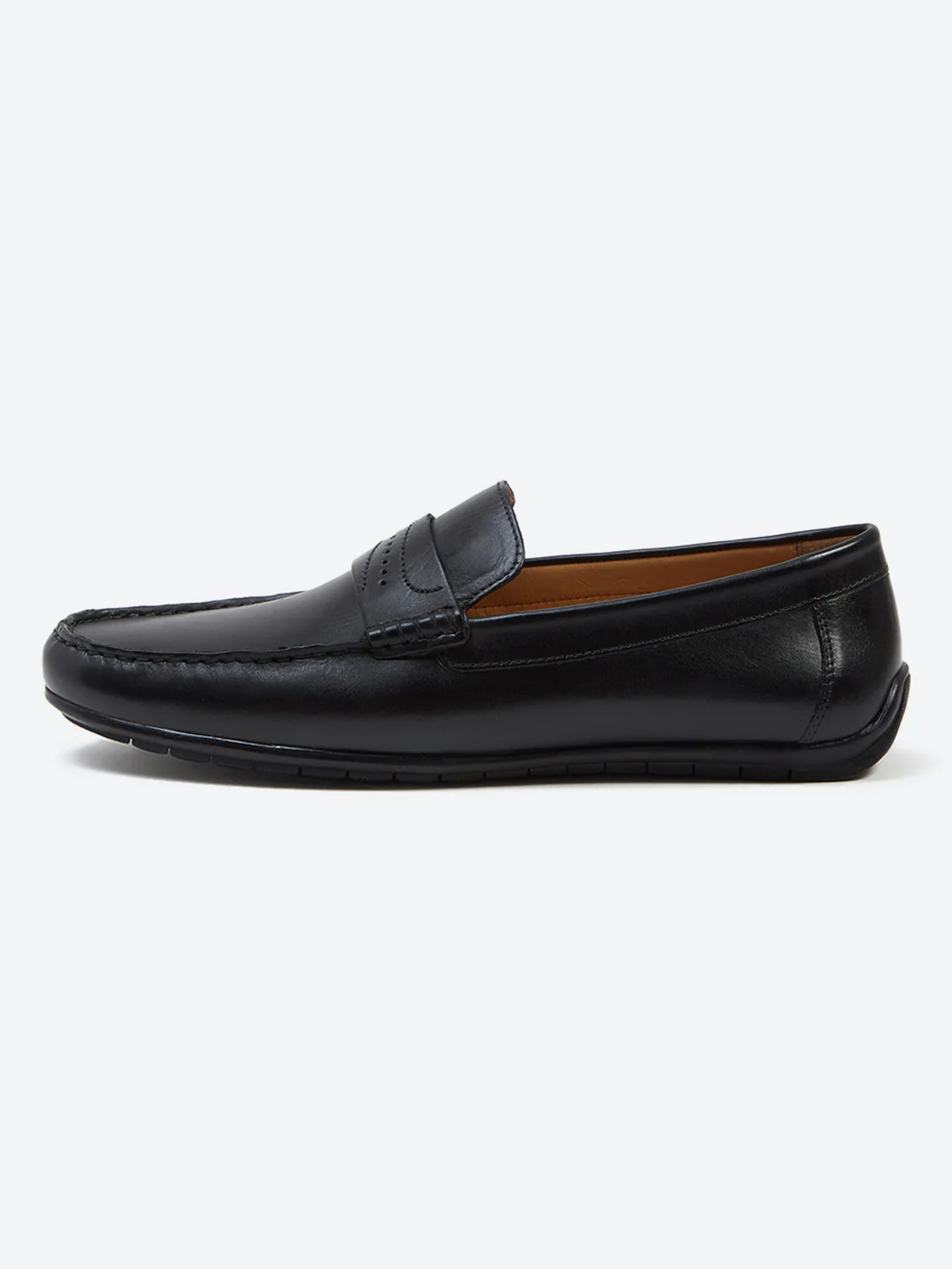 Men Black Slip on Genuine Leather Loafers - Image 4