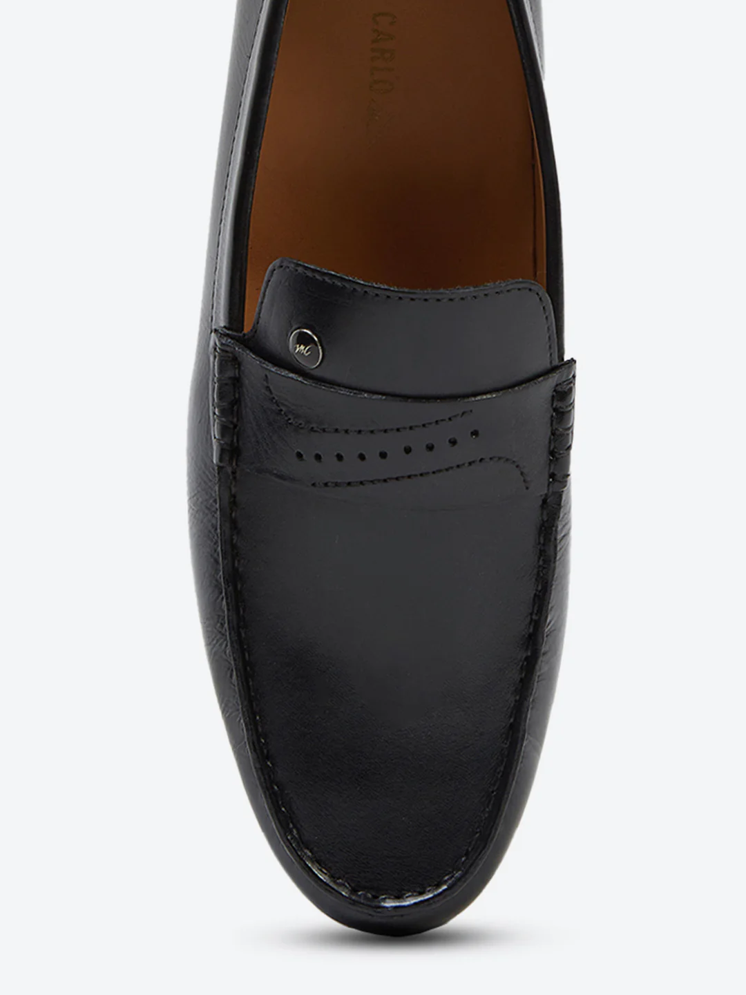 Men Black Slip on Genuine Leather Loafers - Image 7