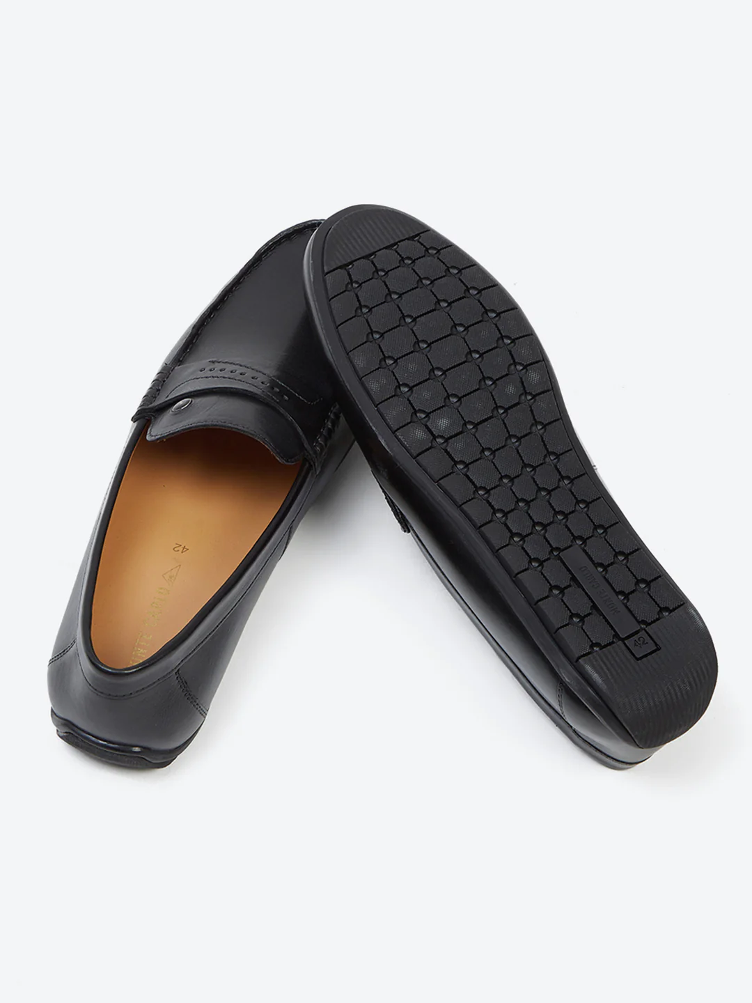 Men Black Slip on Genuine Leather Loafers - Image 8