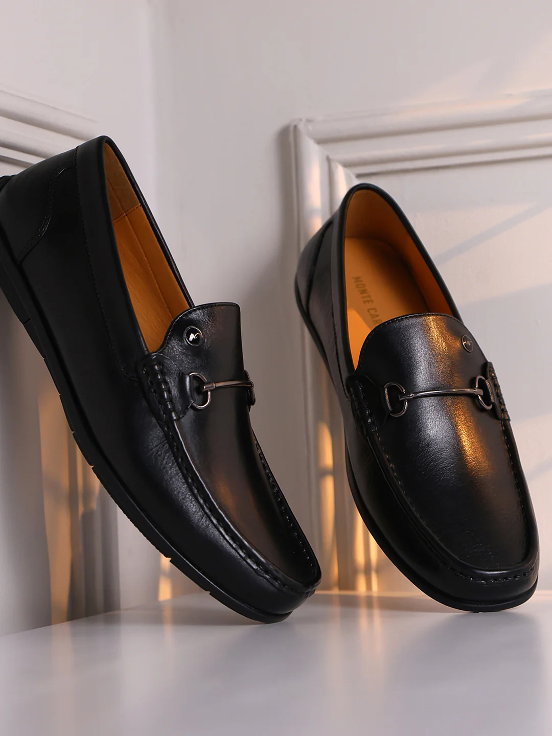 Men Black Slip on Genuine Leather Loafers - Image 10
