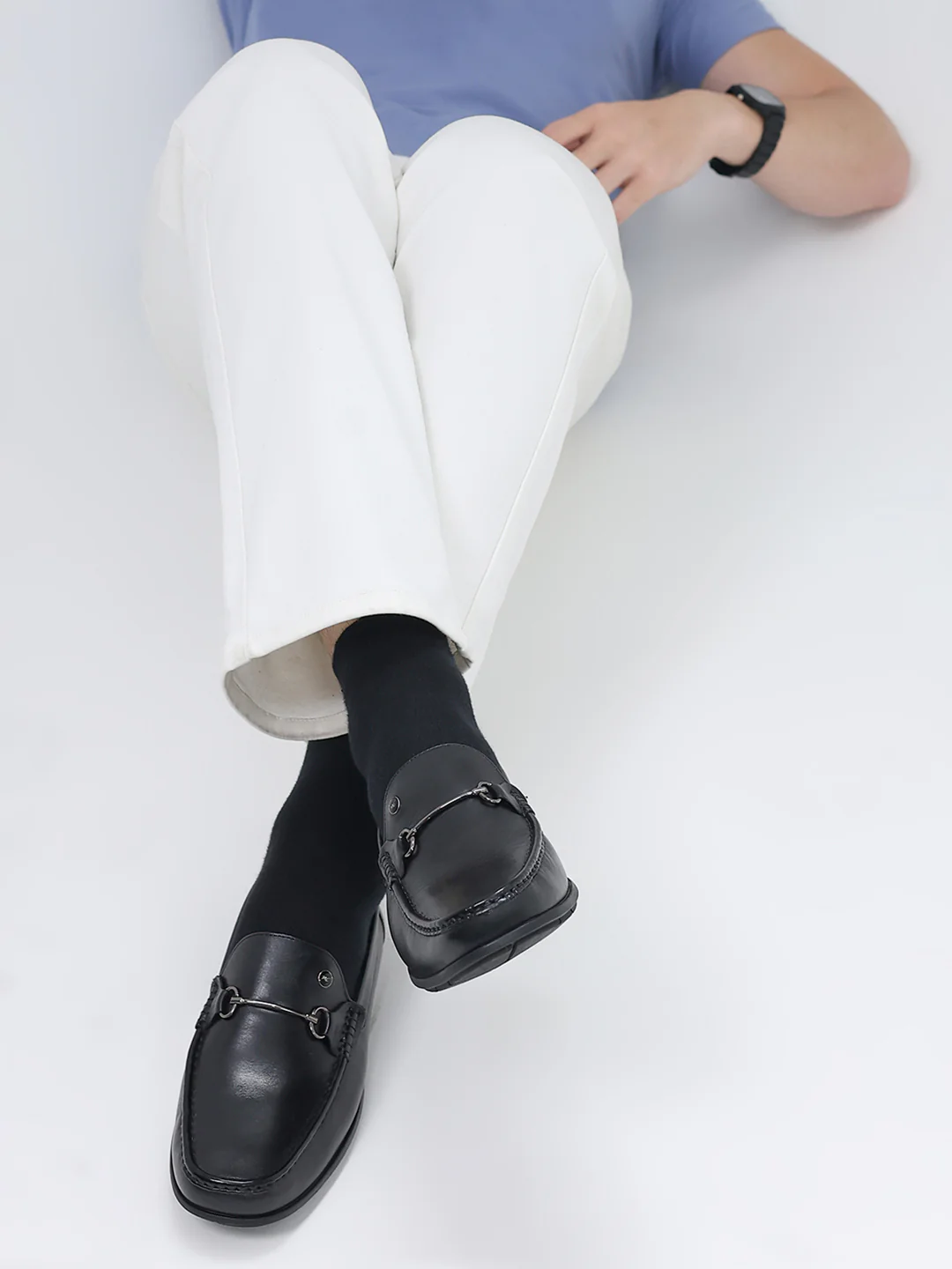 Men Black Slip on Genuine Leather Loafers - Image 11
