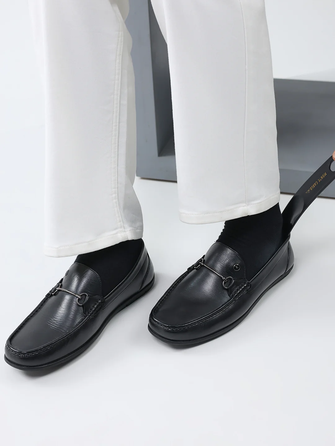 Men Black Slip on Genuine Leather Loafers - Image 12