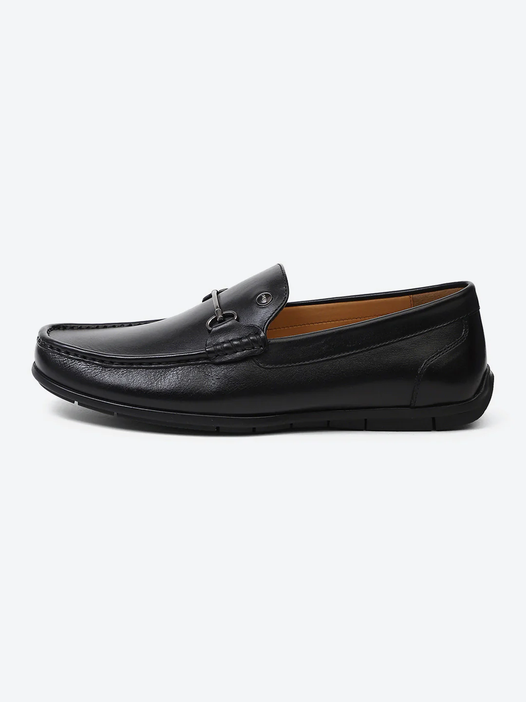 Men Black Slip on Genuine Leather Loafers - Image 4