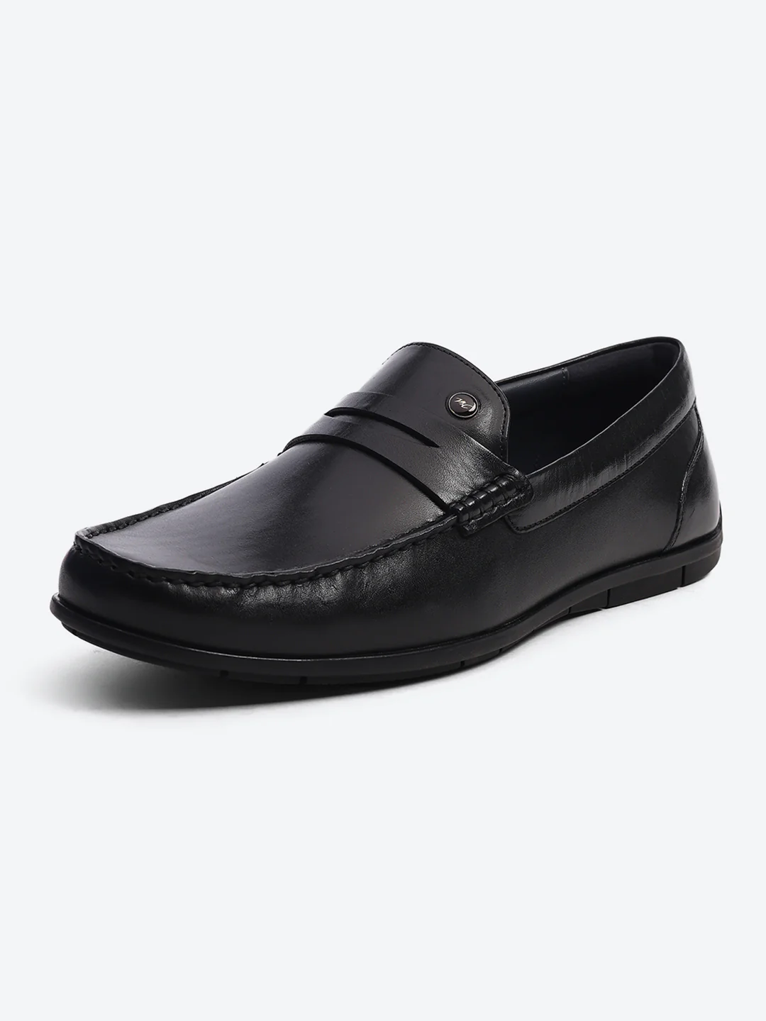 Men Black Slip on Genuine Leather Loafers - Image 3