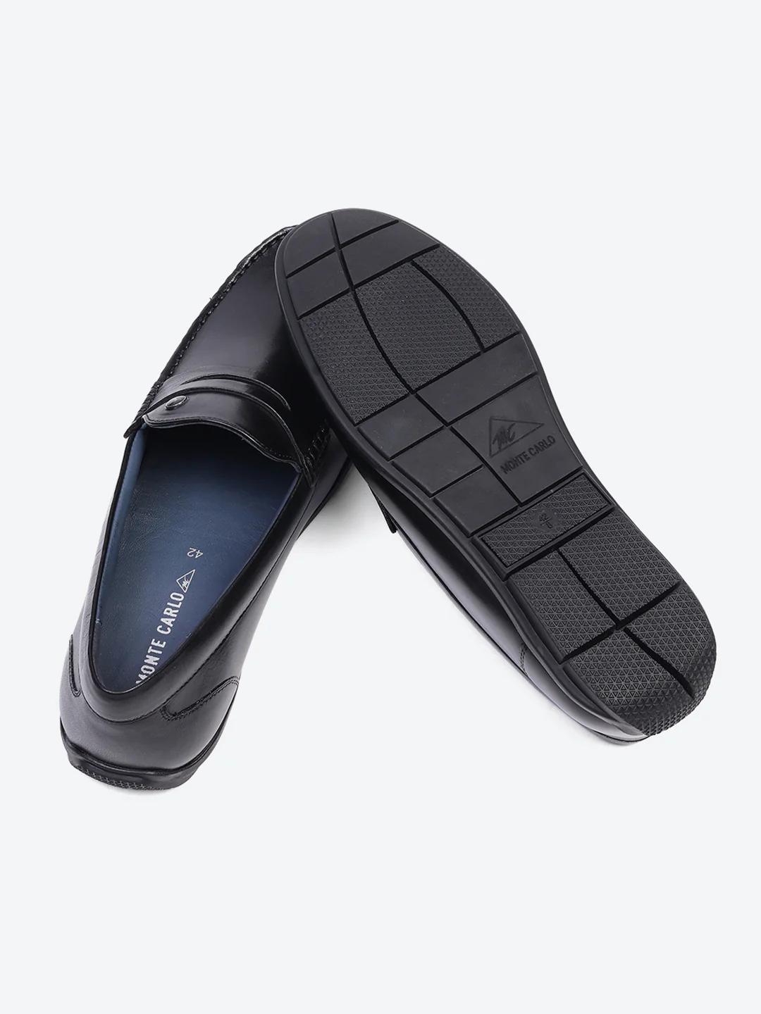 Men Black Slip on Genuine Leather Loafers - Image 8