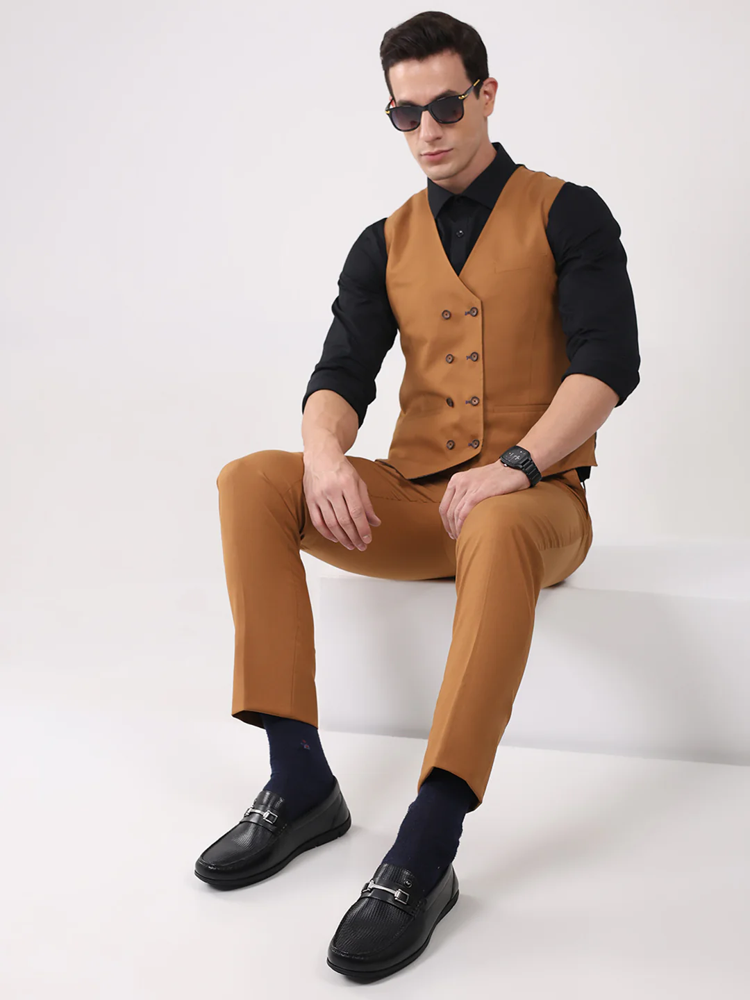 Men Black Slip on Genuine Leather Loafers - Image 10