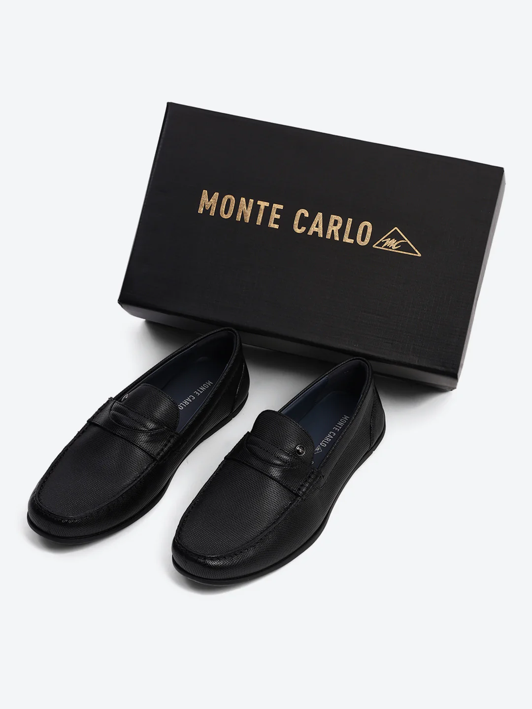 Men Black Slip on Genuine Leather Loafers - Image 2