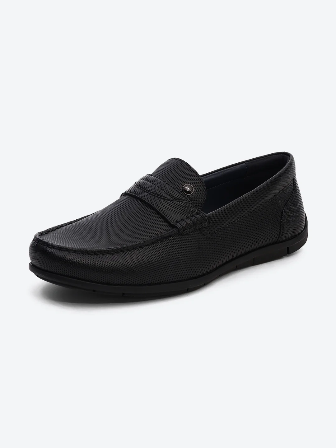 Men Black Slip on Genuine Leather Loafers - Image 3