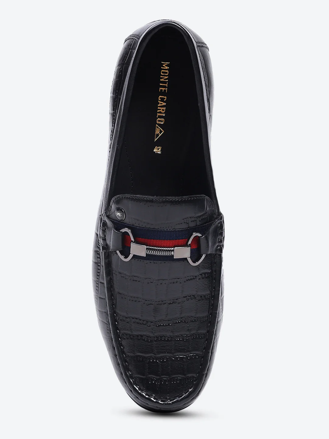 Men Black Slip on Leather Loafers - Image 7