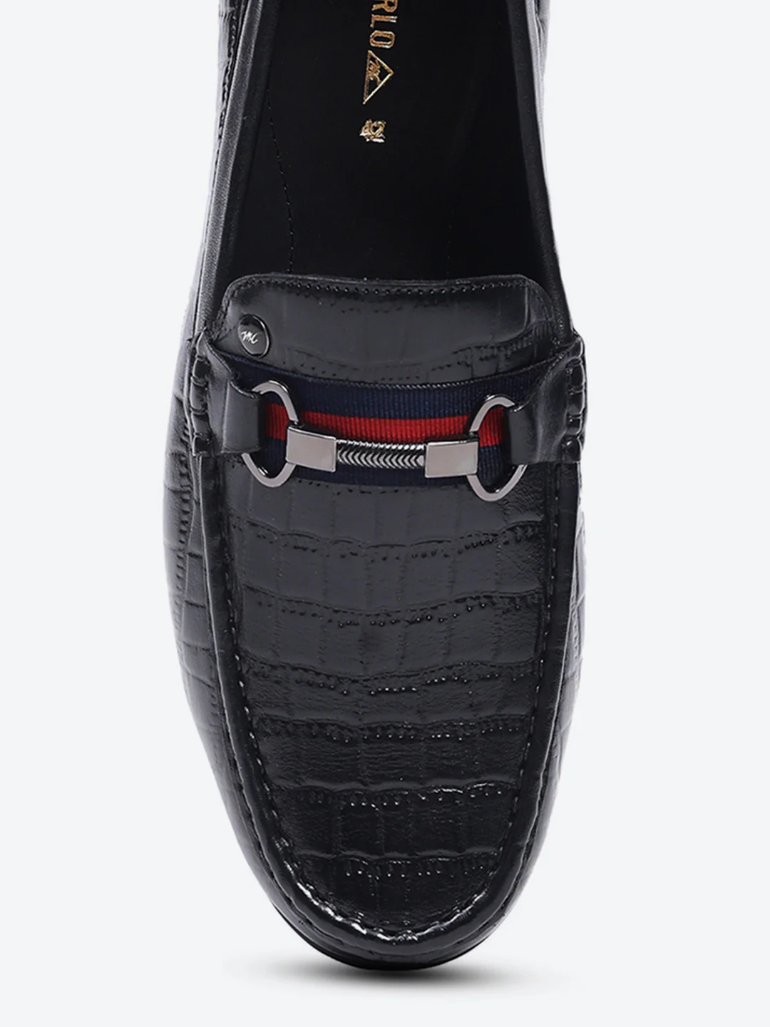 Men Black Slip on Leather Loafers - Image 8