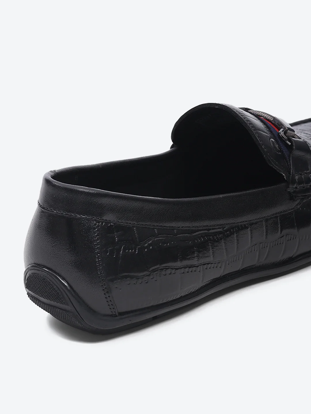 Men Black Slip on Leather Loafers - Image 9