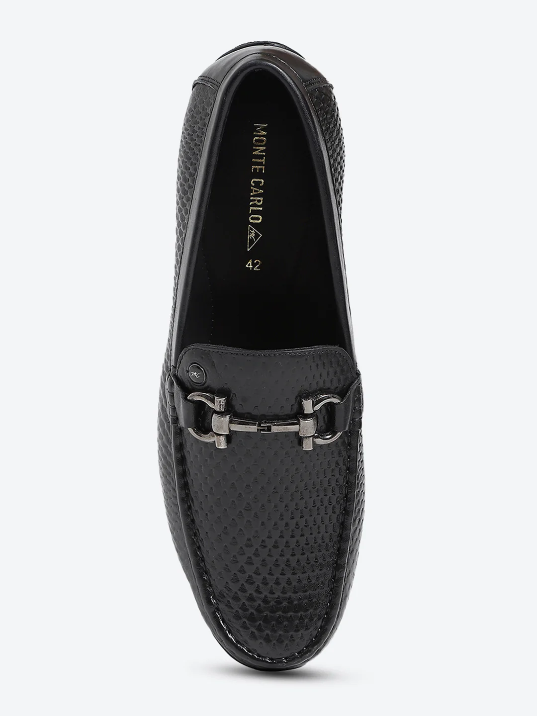 Men Black Slip on Leather Loafers - Image 6