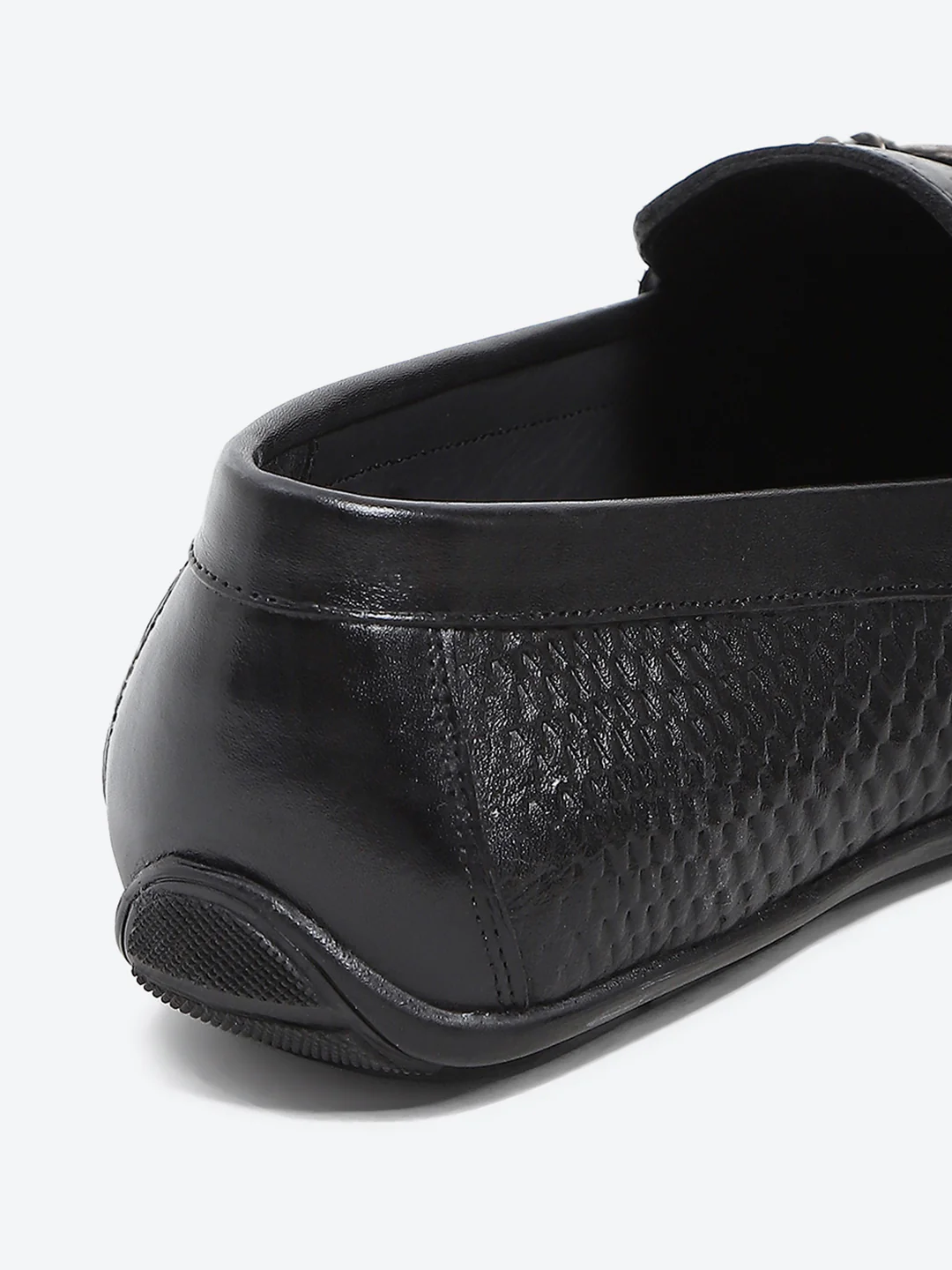 Men Black Slip on Leather Loafers - Image 9