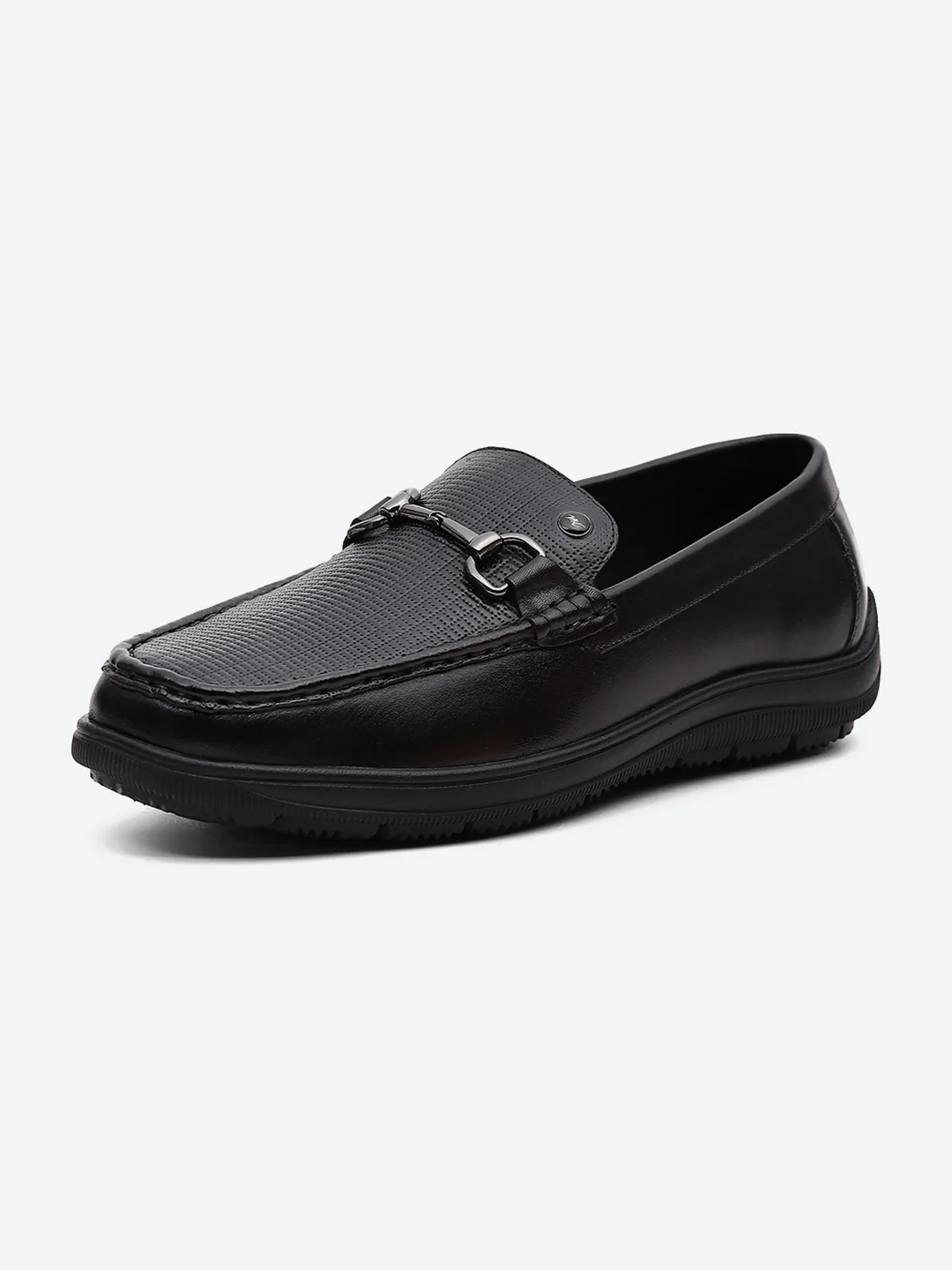 Men Black Comfortable Slip on Leather Loafers - Image 3