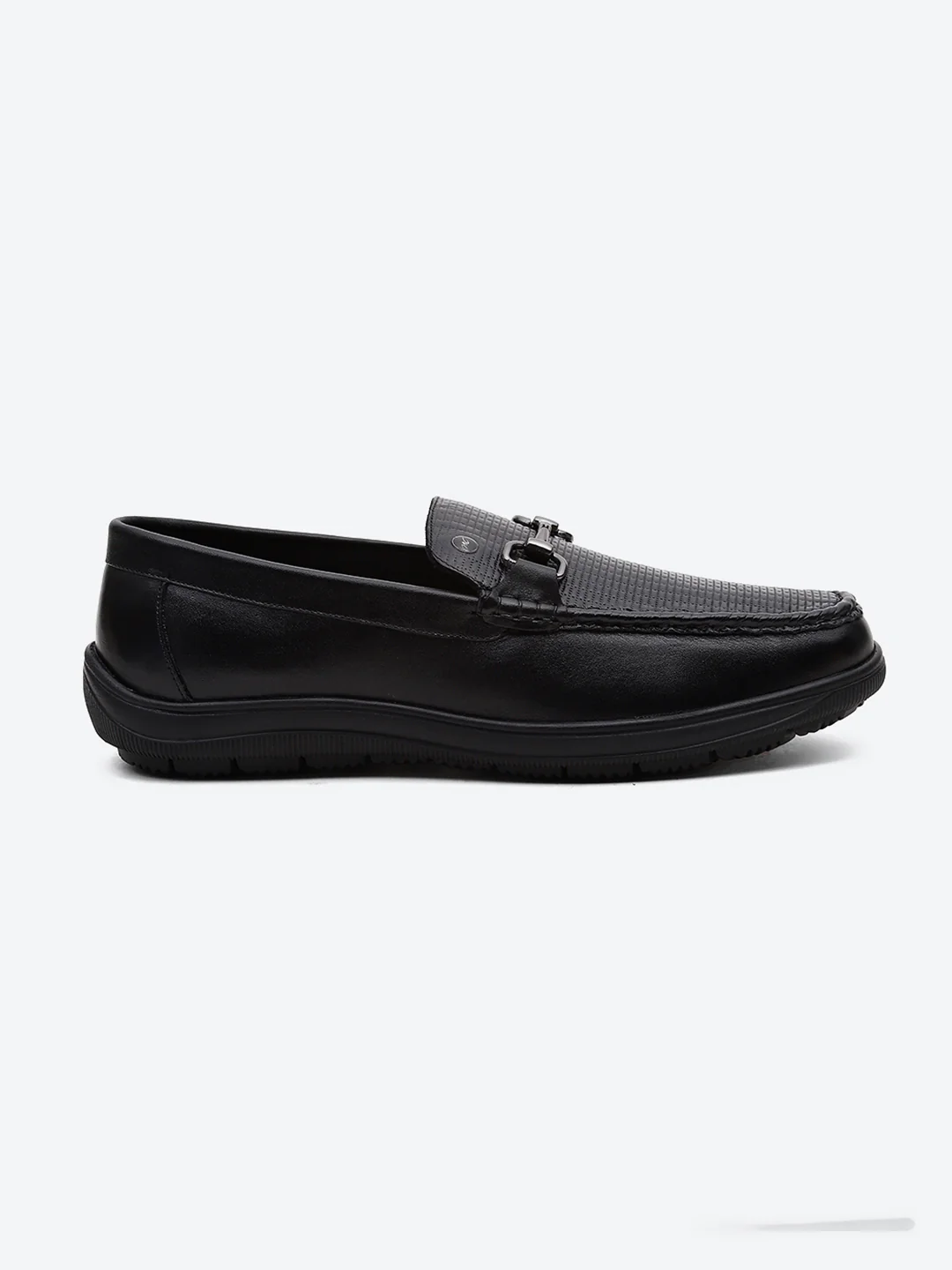 Men Black Comfortable Slip on Leather Loafers - Image 5