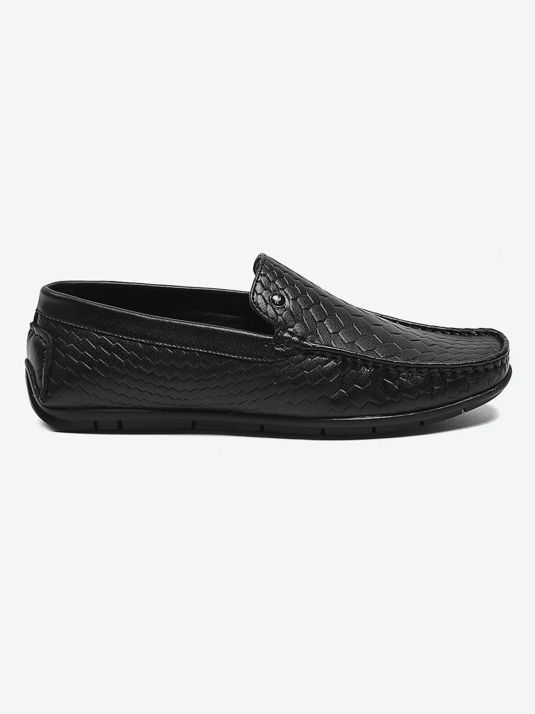 Men Black Slip on Microfibre Loafers - Image 4