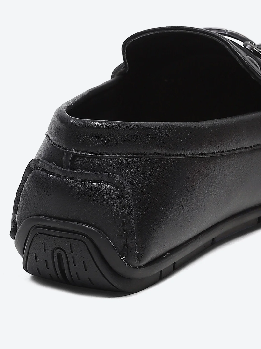Men Black Slip on Microfibre Loafers - Image 8