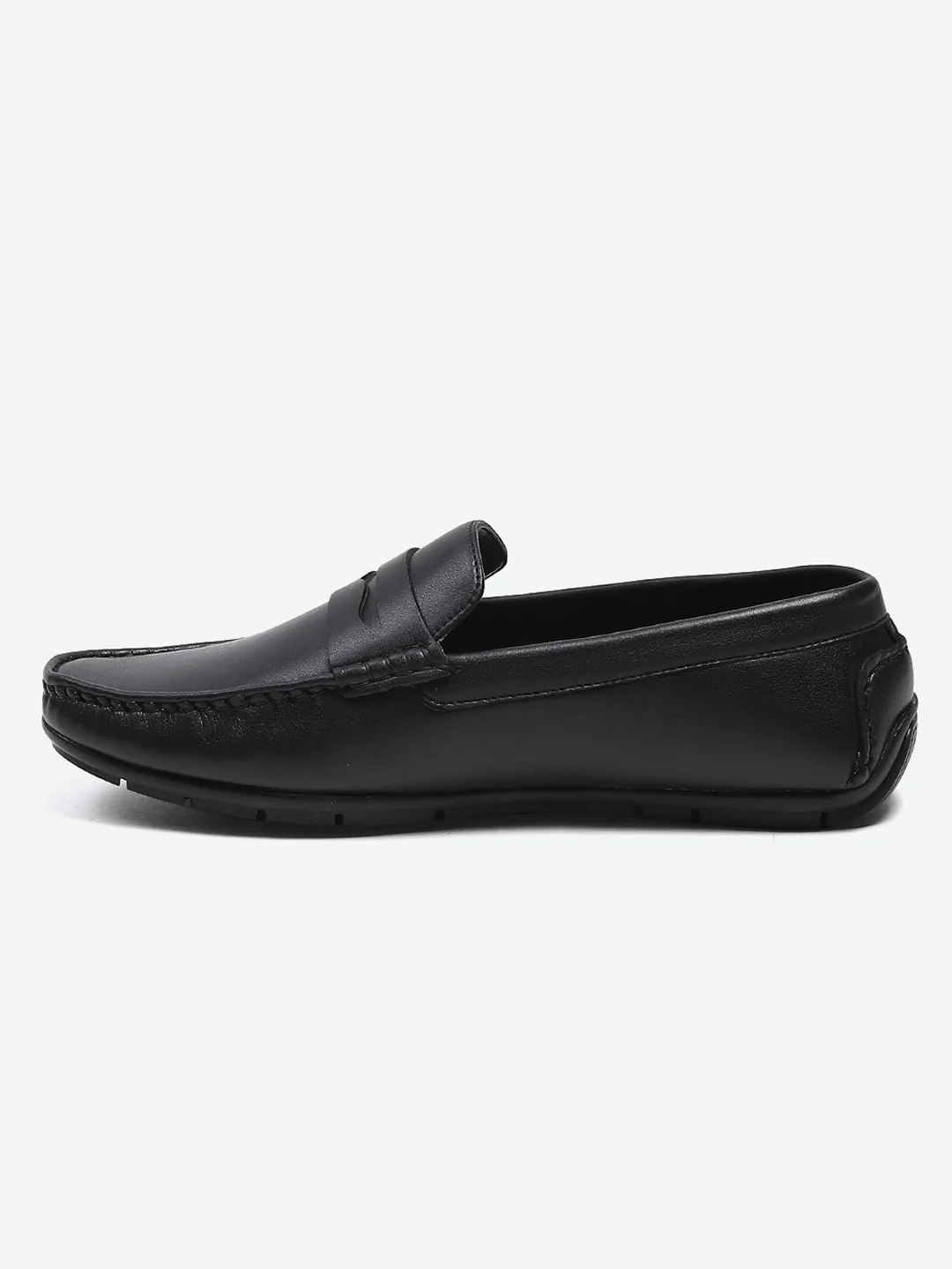 Men Black Slip on Microfibre Loafers - Image 3