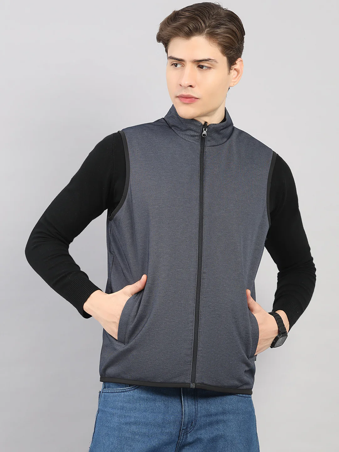 Men Black Solid 4 in 1 Convertible Hooded Jacket Wear It 4 Ways - Image 10