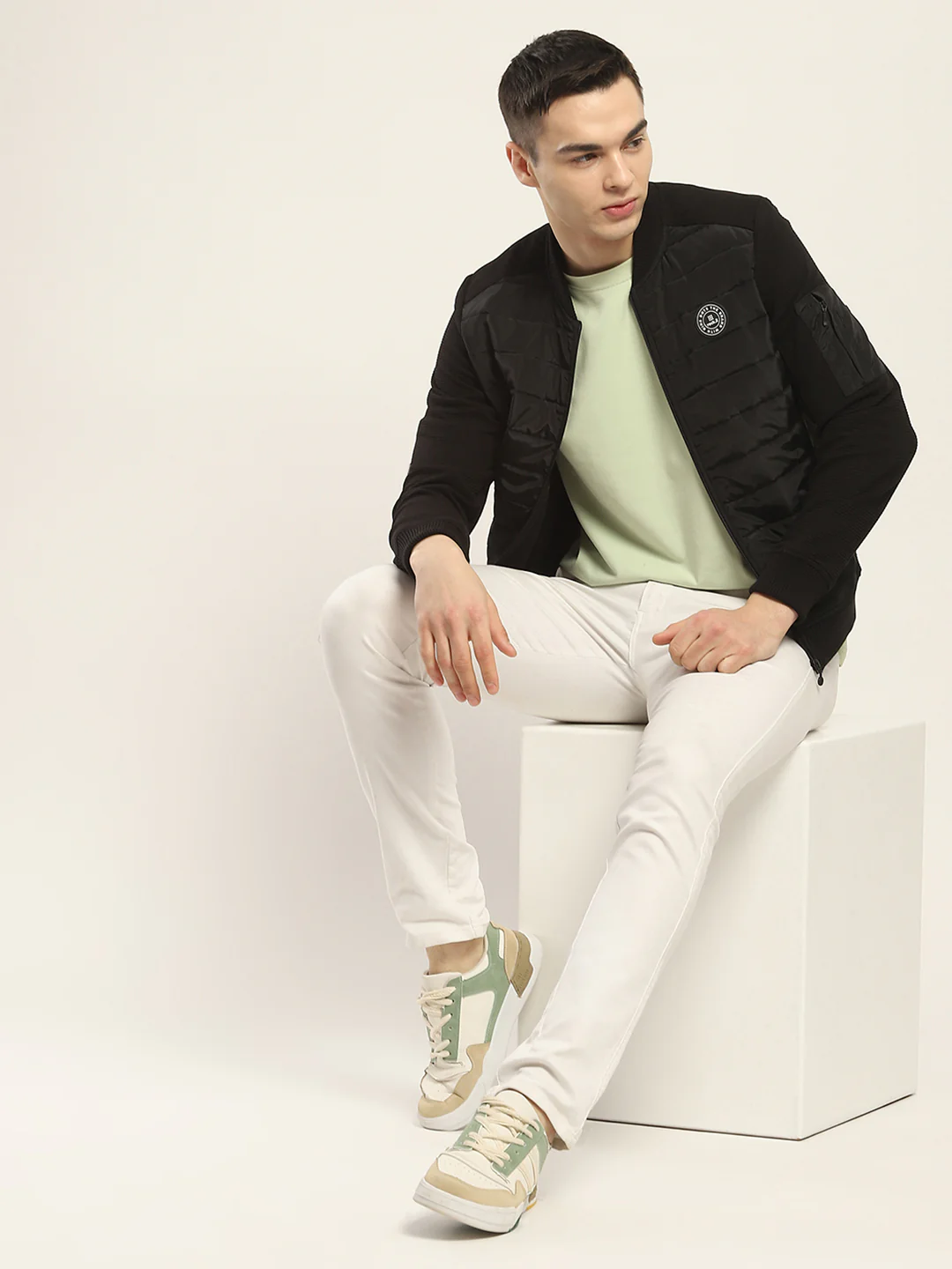 Rock.it Men Black Solid Band Collar Full Sleeve Jacket - Image 2
