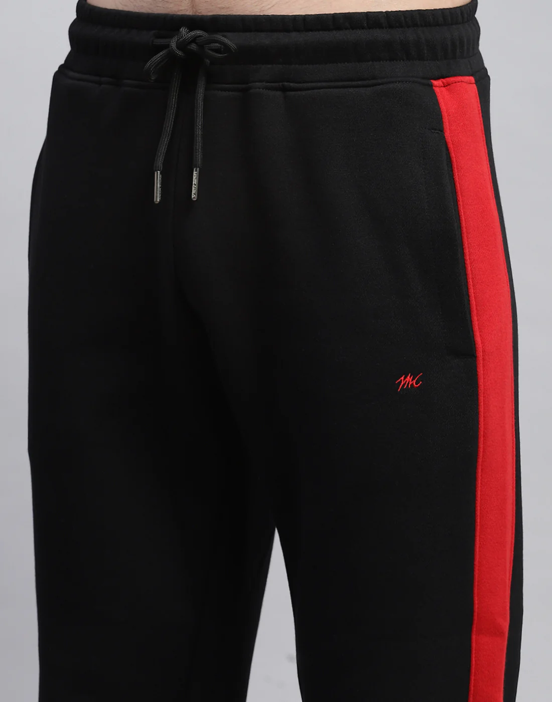 Men Black Solid Band Collar Full Sleeve Winter Tracksuit - Image 9
