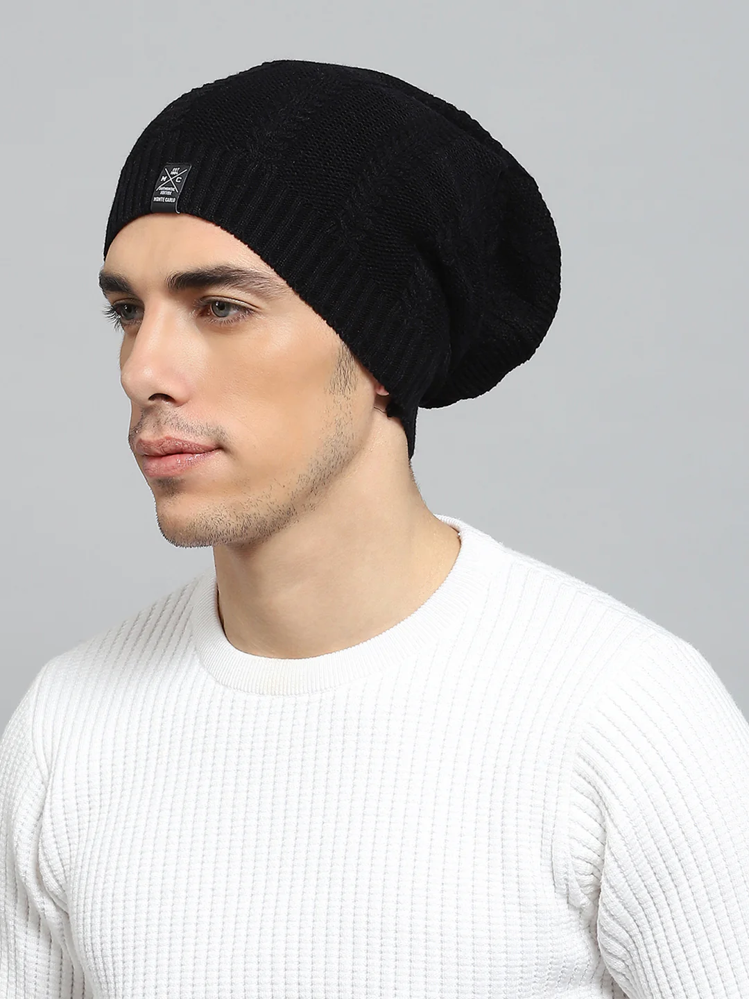 Men Black Solid Cap - Image 3