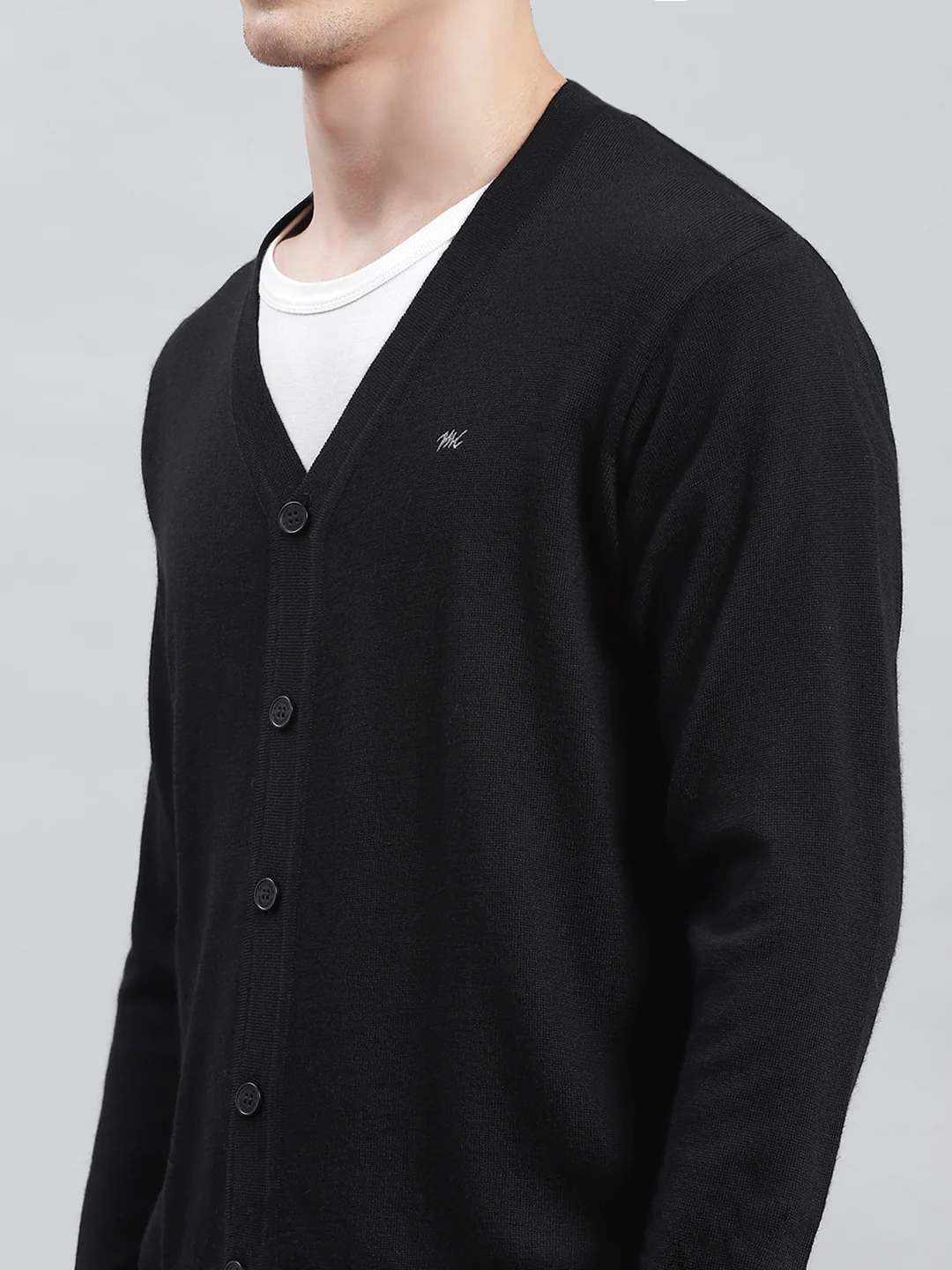 Men Black Solid Cardigan - Image 6