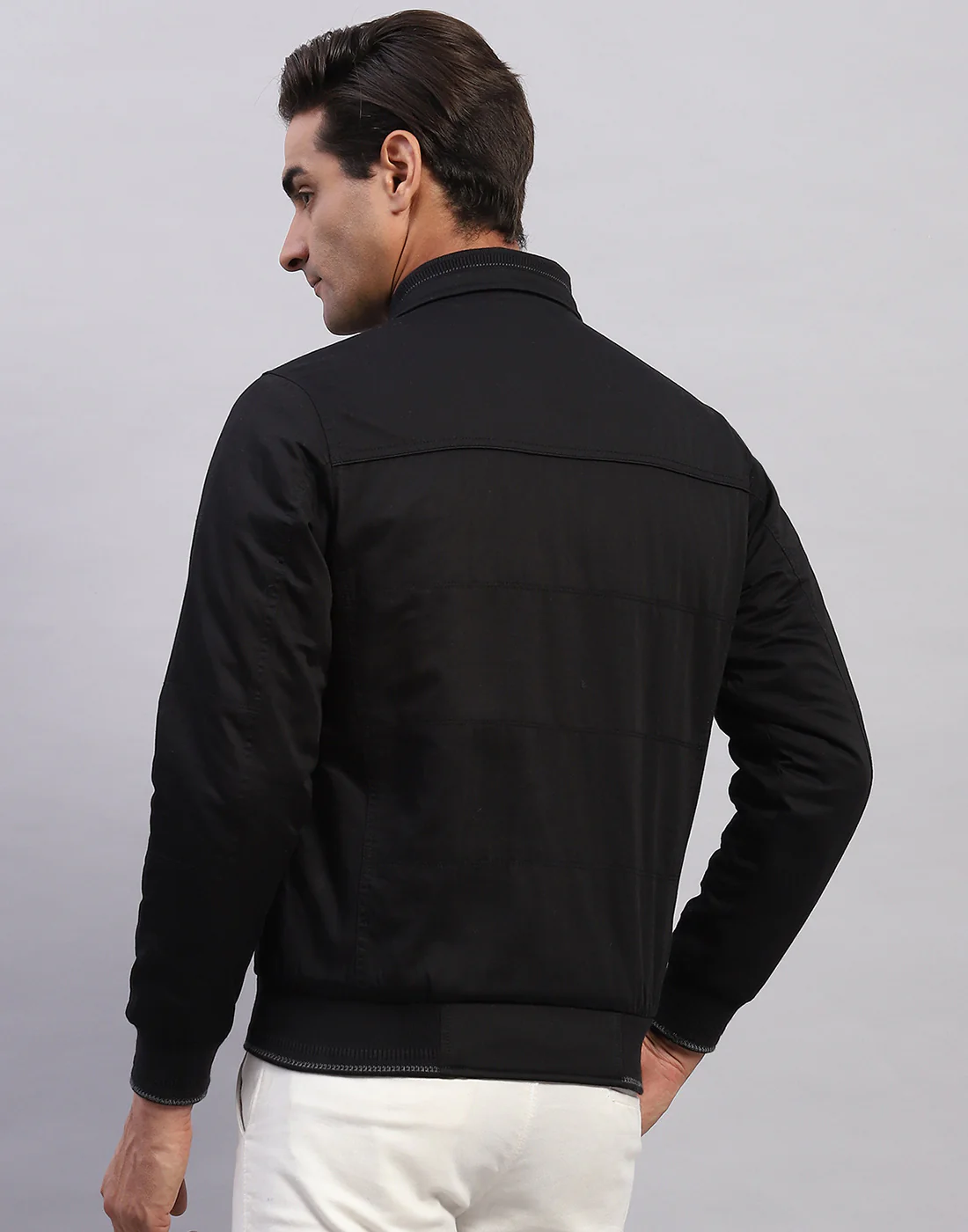 Men Black Solid Collar Full Sleeve Jacket - Image 5