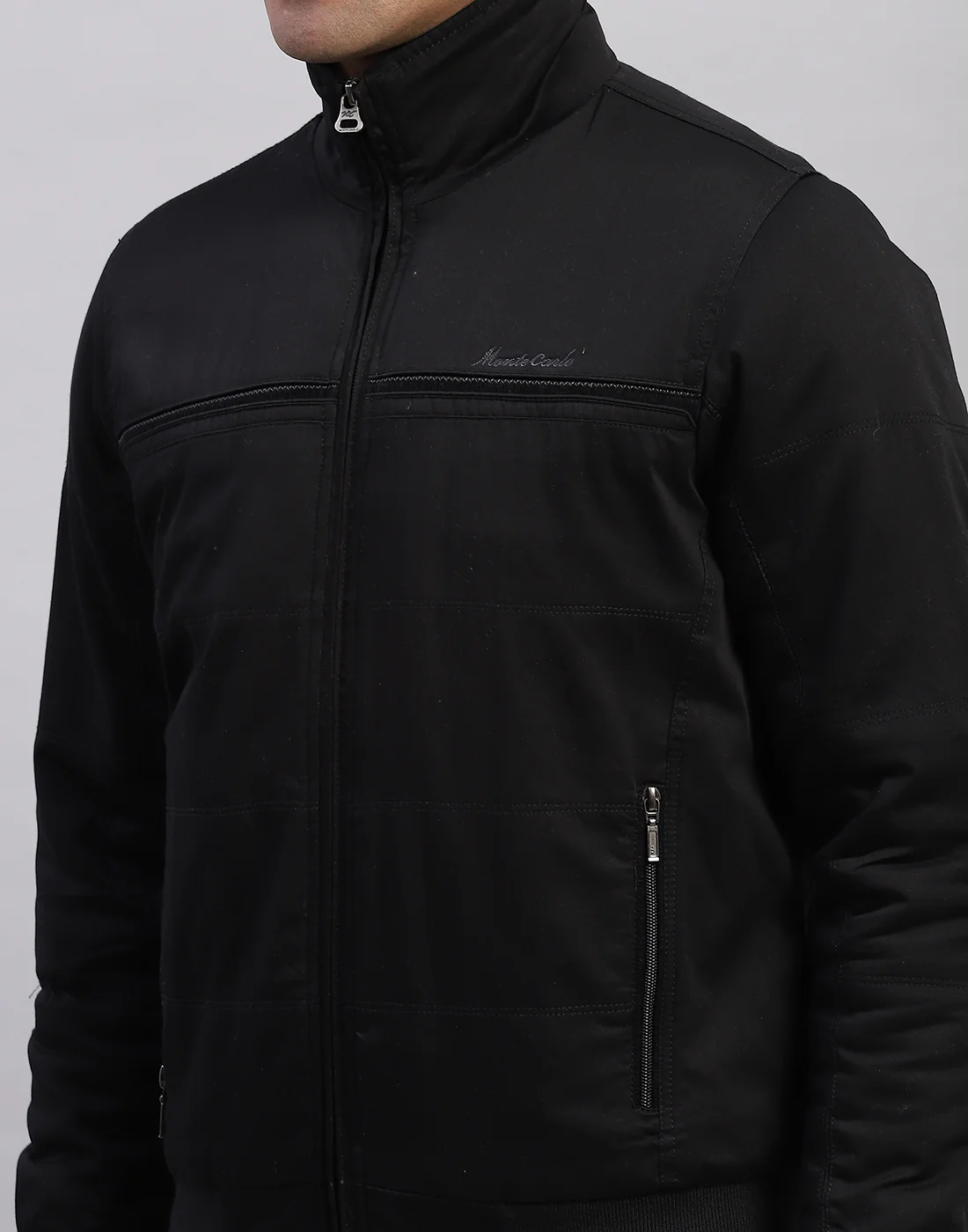 Men Black Solid Collar Full Sleeve Jacket - Image 6