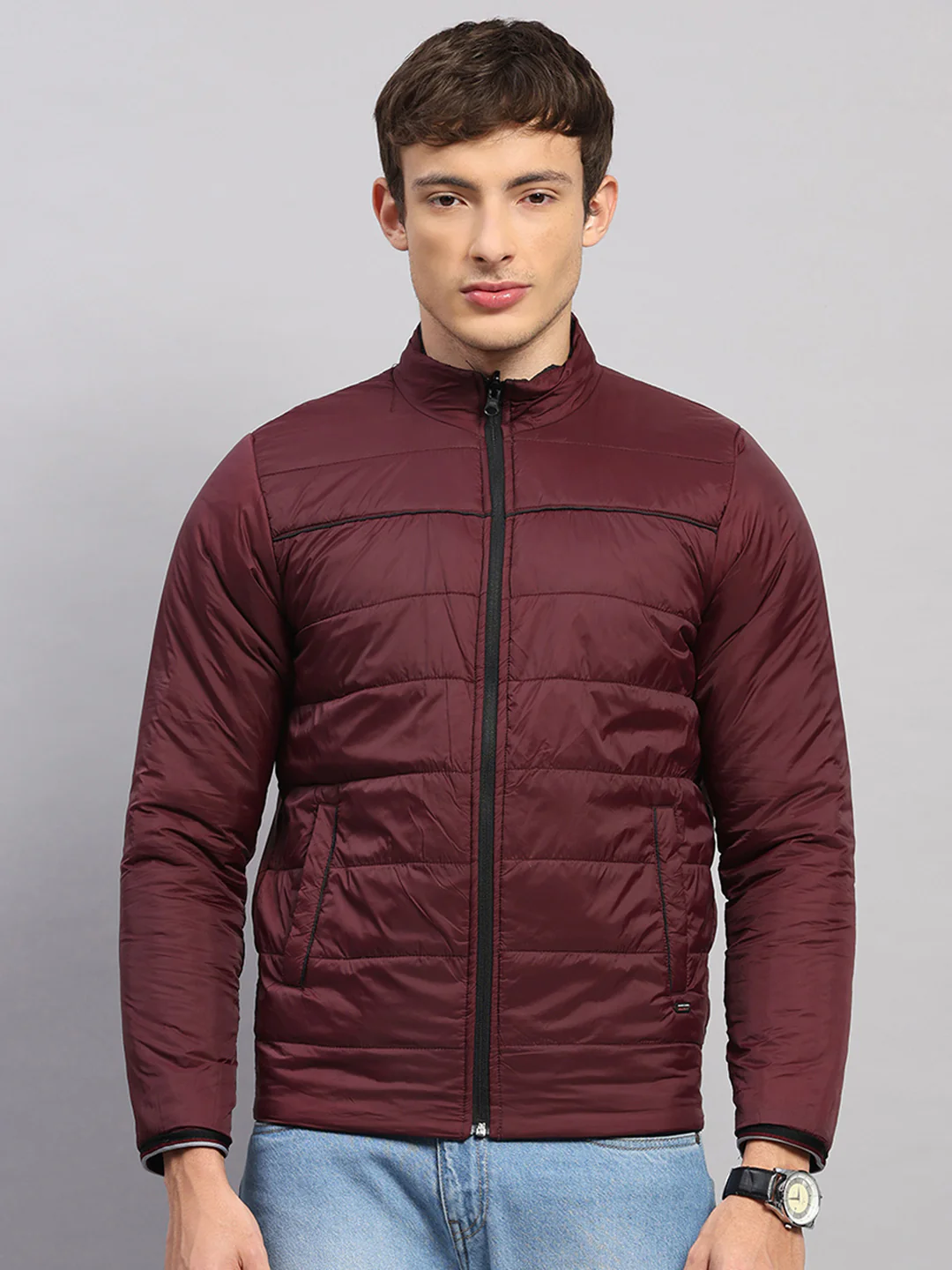 Men Black Solid Collar Full Sleeve Jacket - Image 6