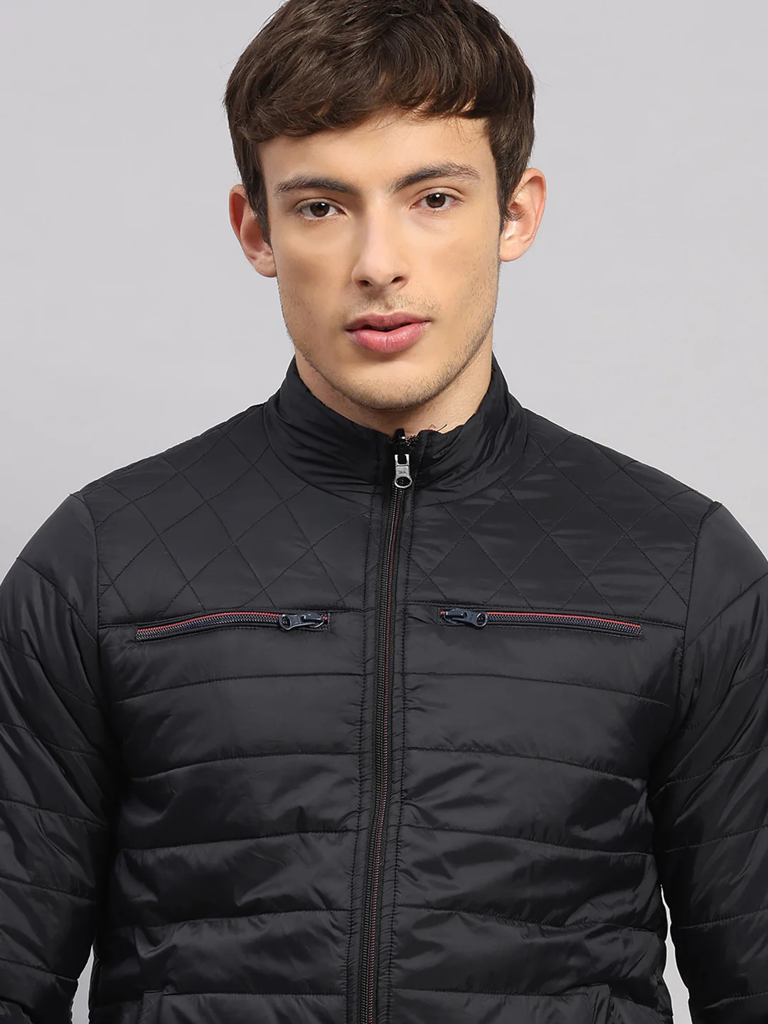 Men Black Solid Collar Full Sleeve Jacket - Image 9