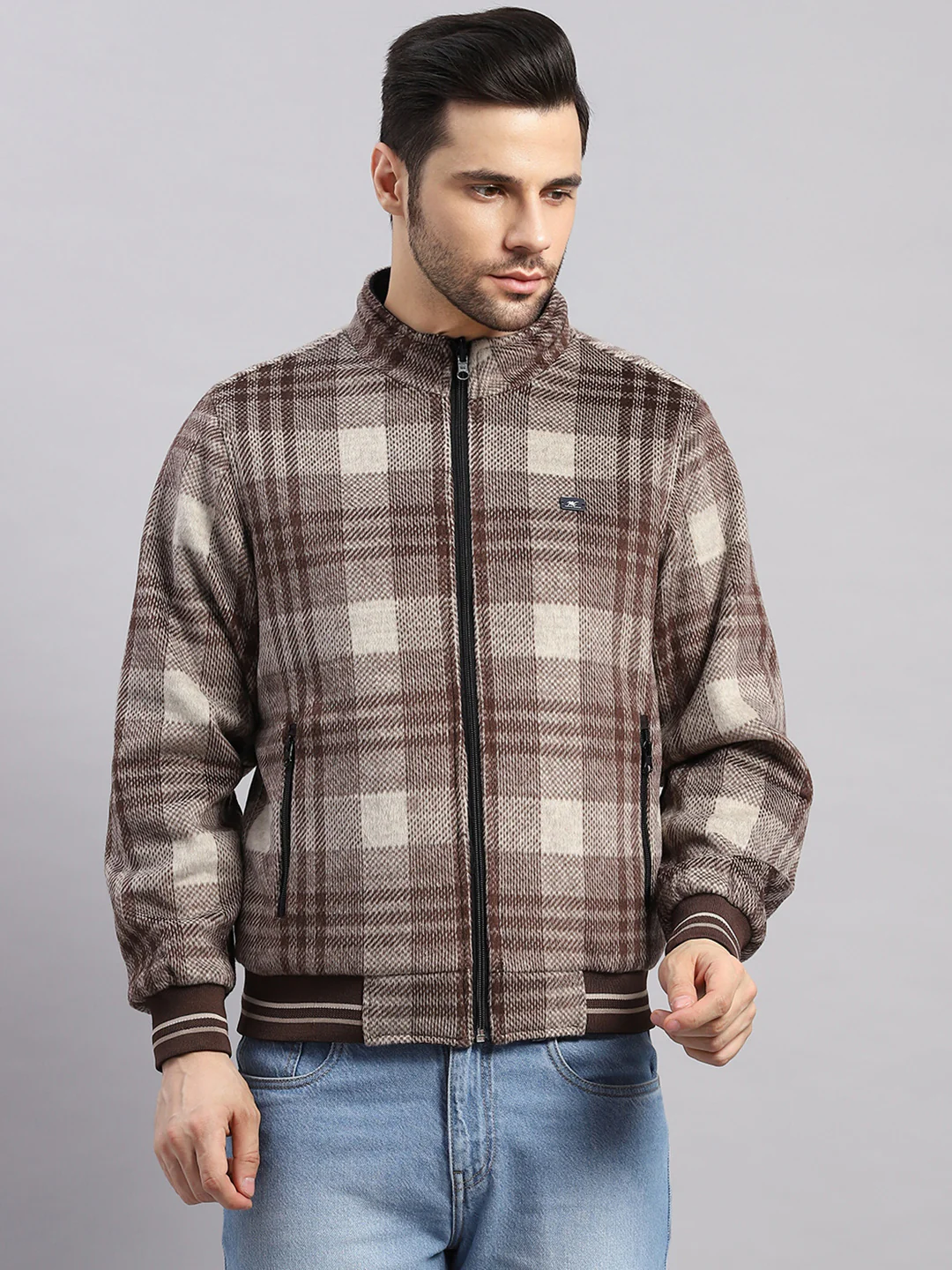 Men Black Solid Collar Full Sleeve Reversible Jacket - Image 7