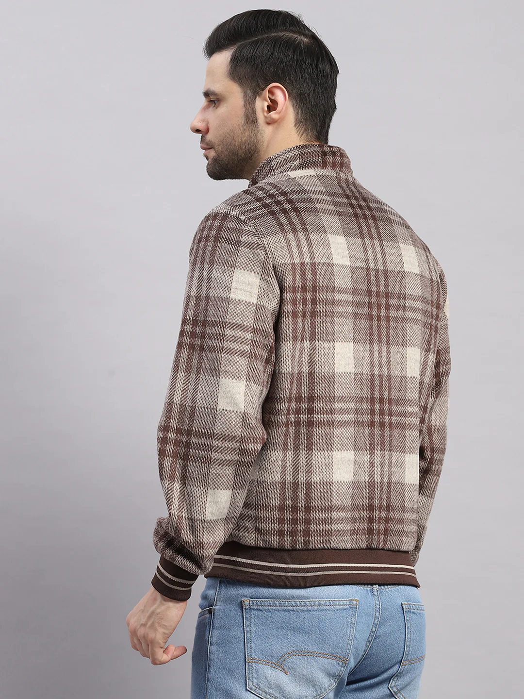 Men Black Solid Collar Full Sleeve Reversible Jacket - Image 9